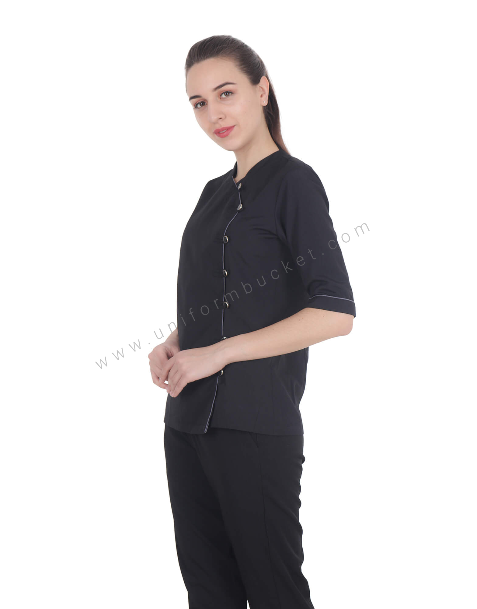 Black Top With Side Loop Buttons view 1