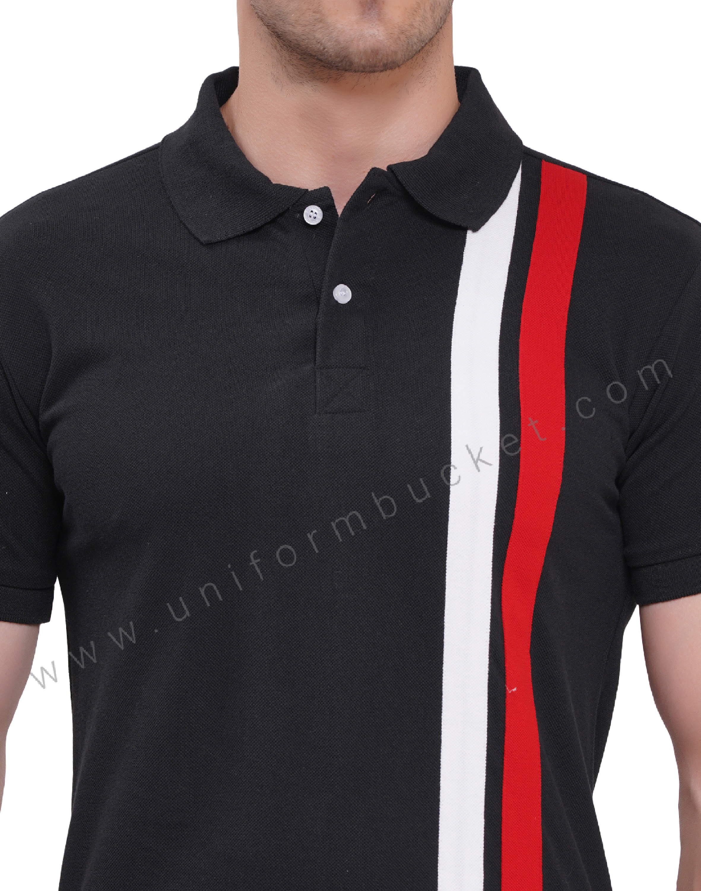 black t-shirt with red & white trim thumbnail 6