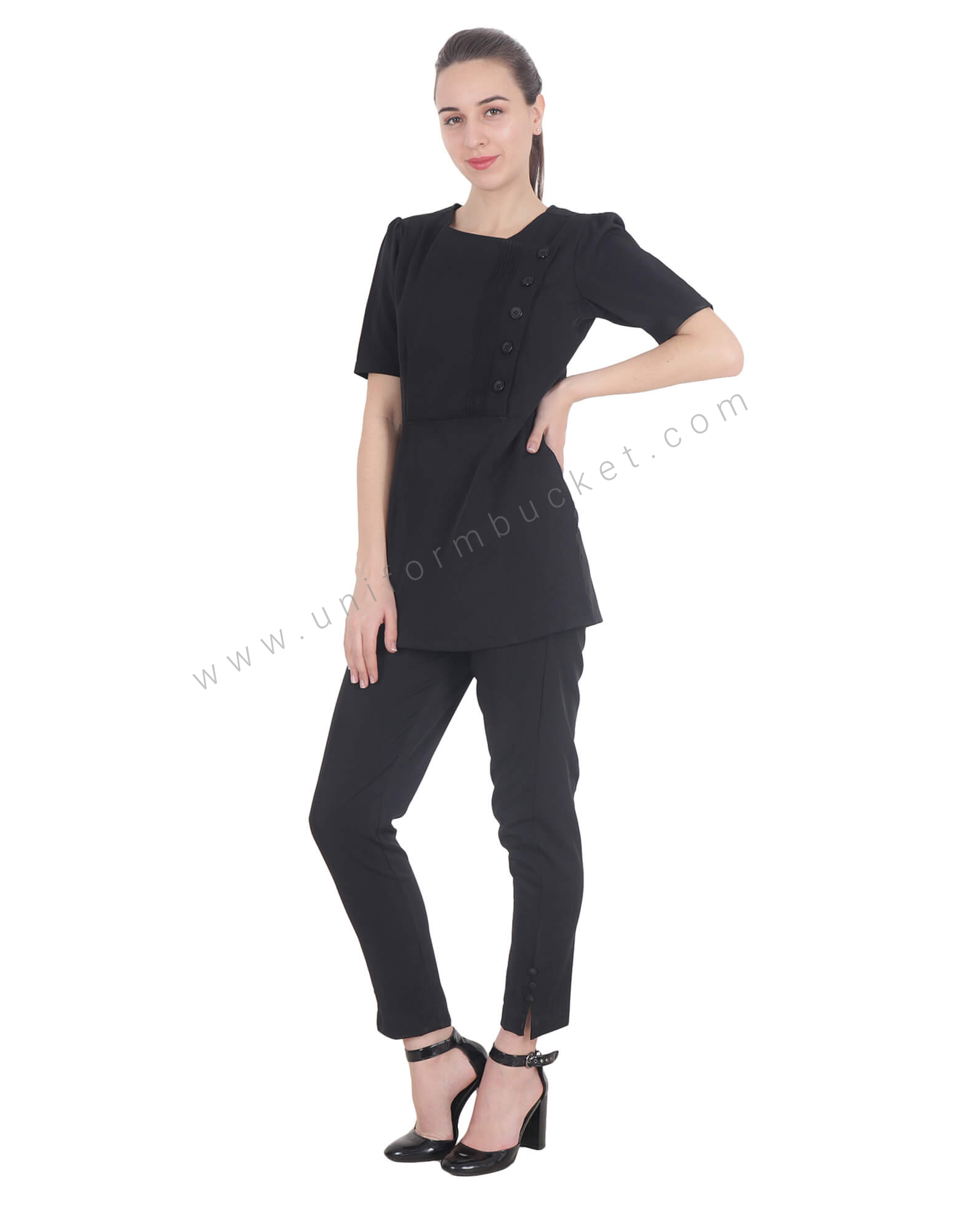 Black Tunic With Side Button Opening thumbnail 2