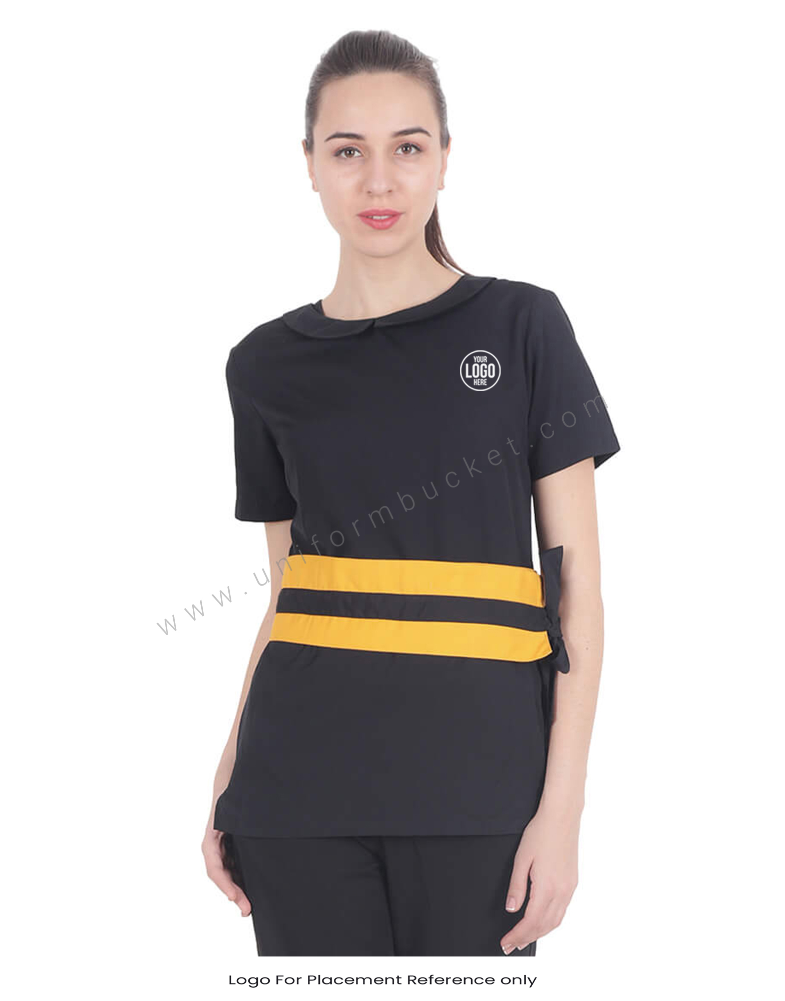 Black Tunic With Mustard Pattern Belt thumbnail 4