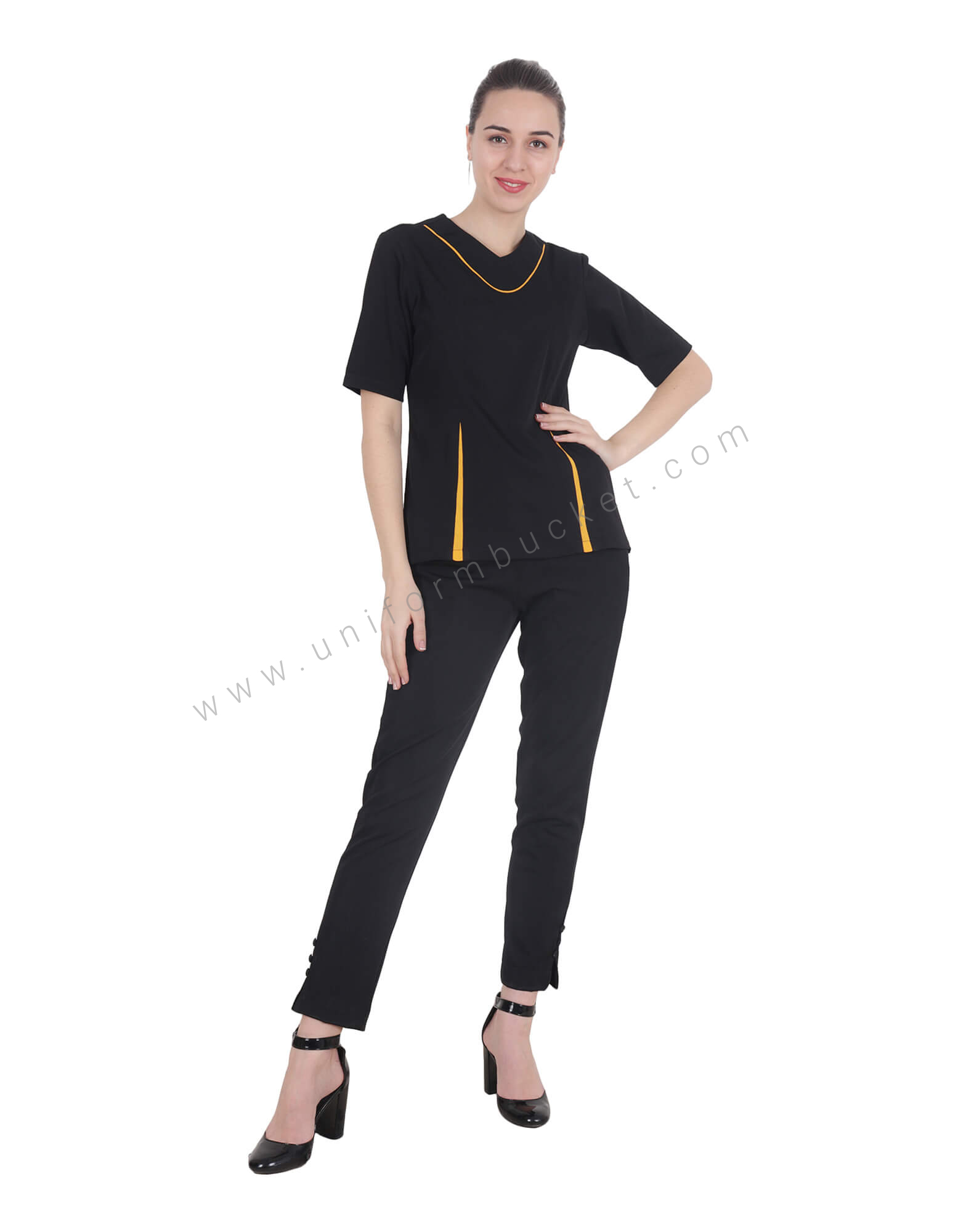 Black Top With Mustard Yellow Trims thumbnail 2