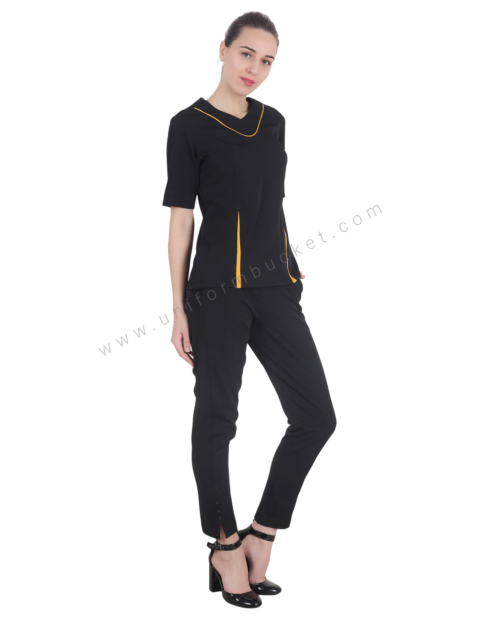Black Top With Mustard Yellow Trims view 1