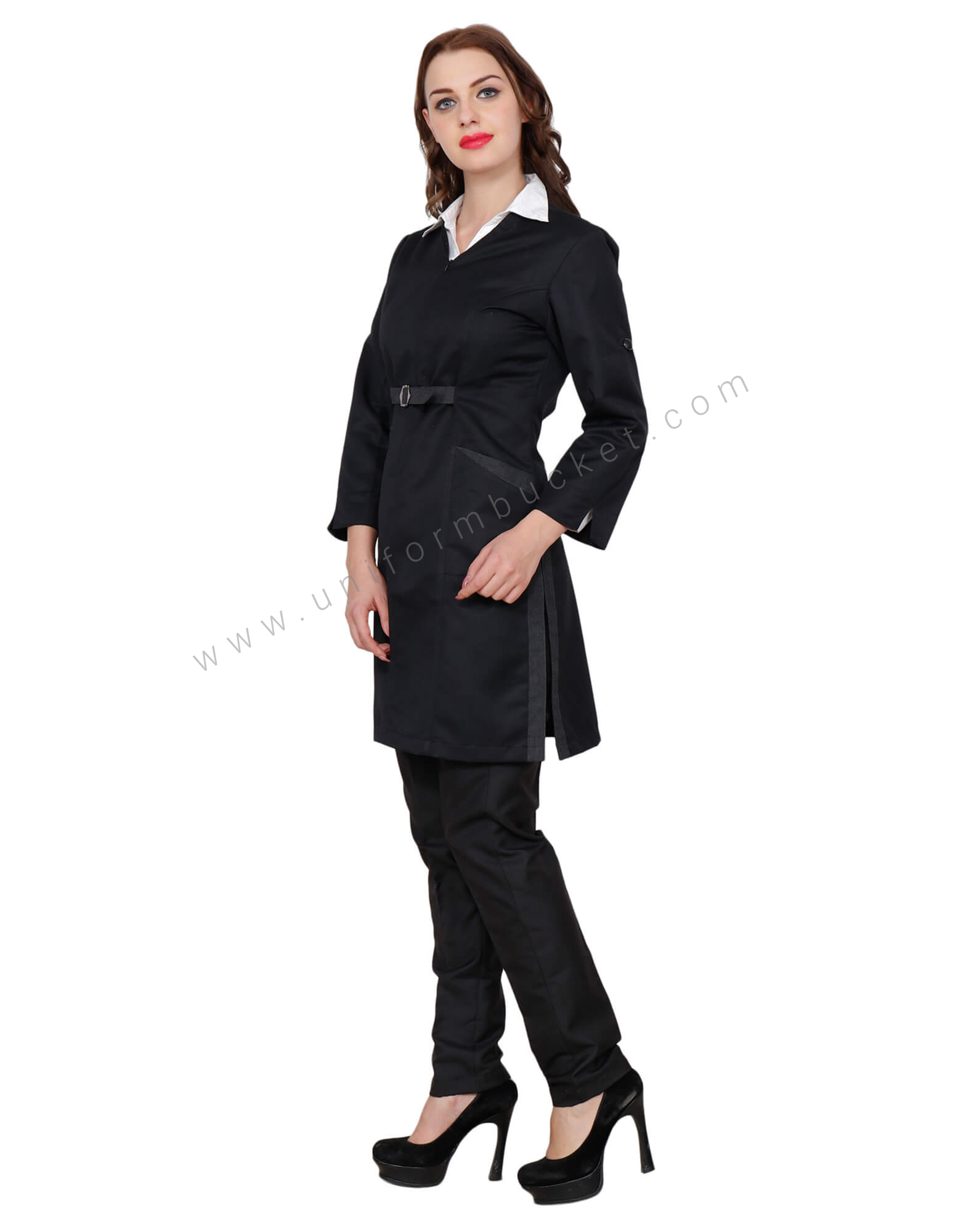 Black Tunic With Adjuster Loop And Side Pockets view 1