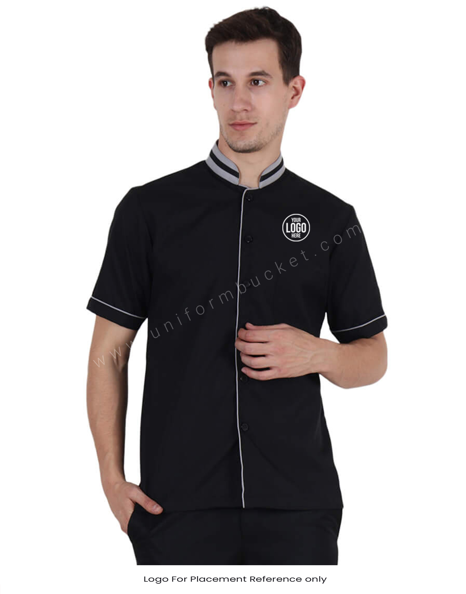 Black Shirt With Mandarin Collar thumbnail 4