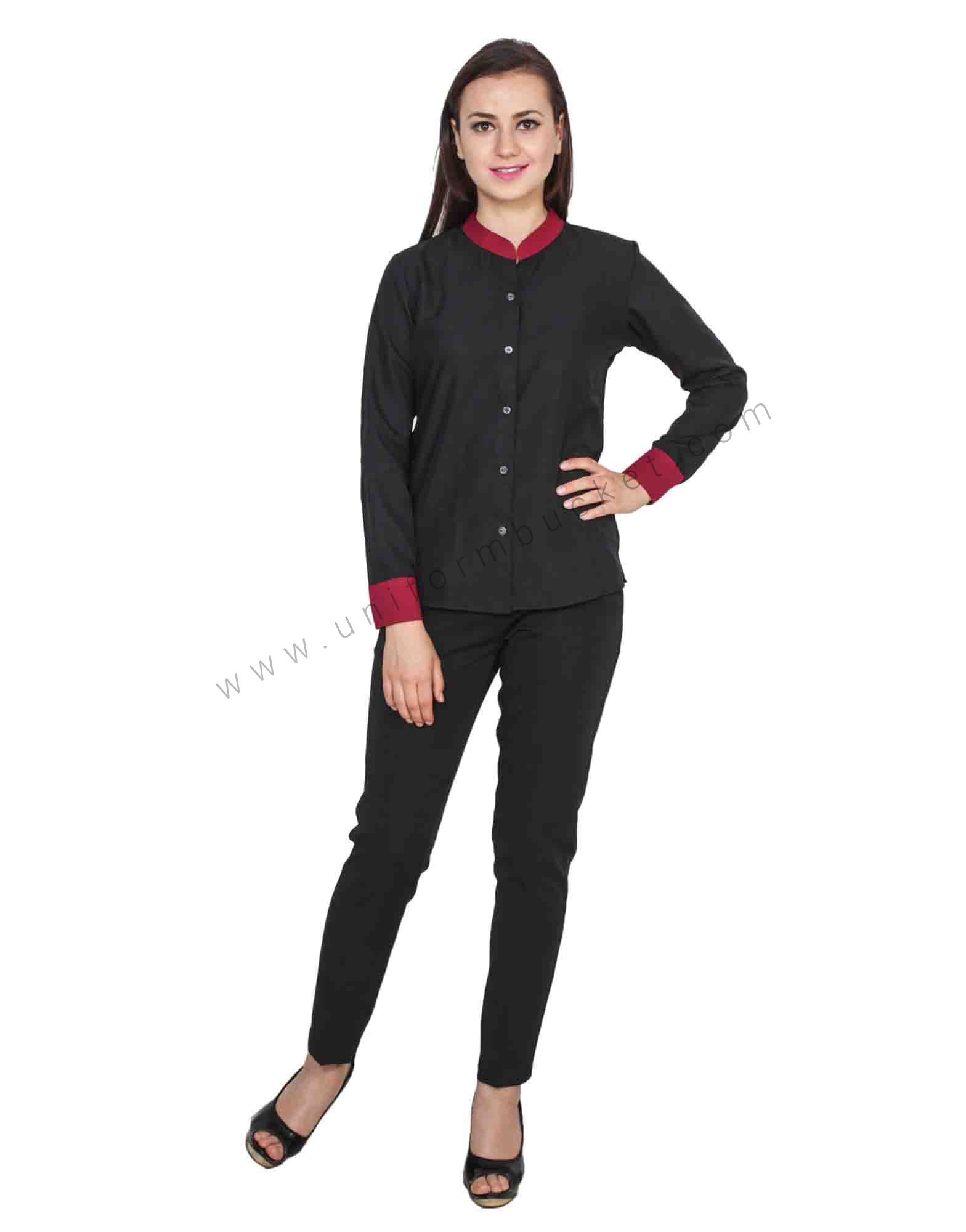 Black Shirt with Maroon Trimmings thumbnail 4