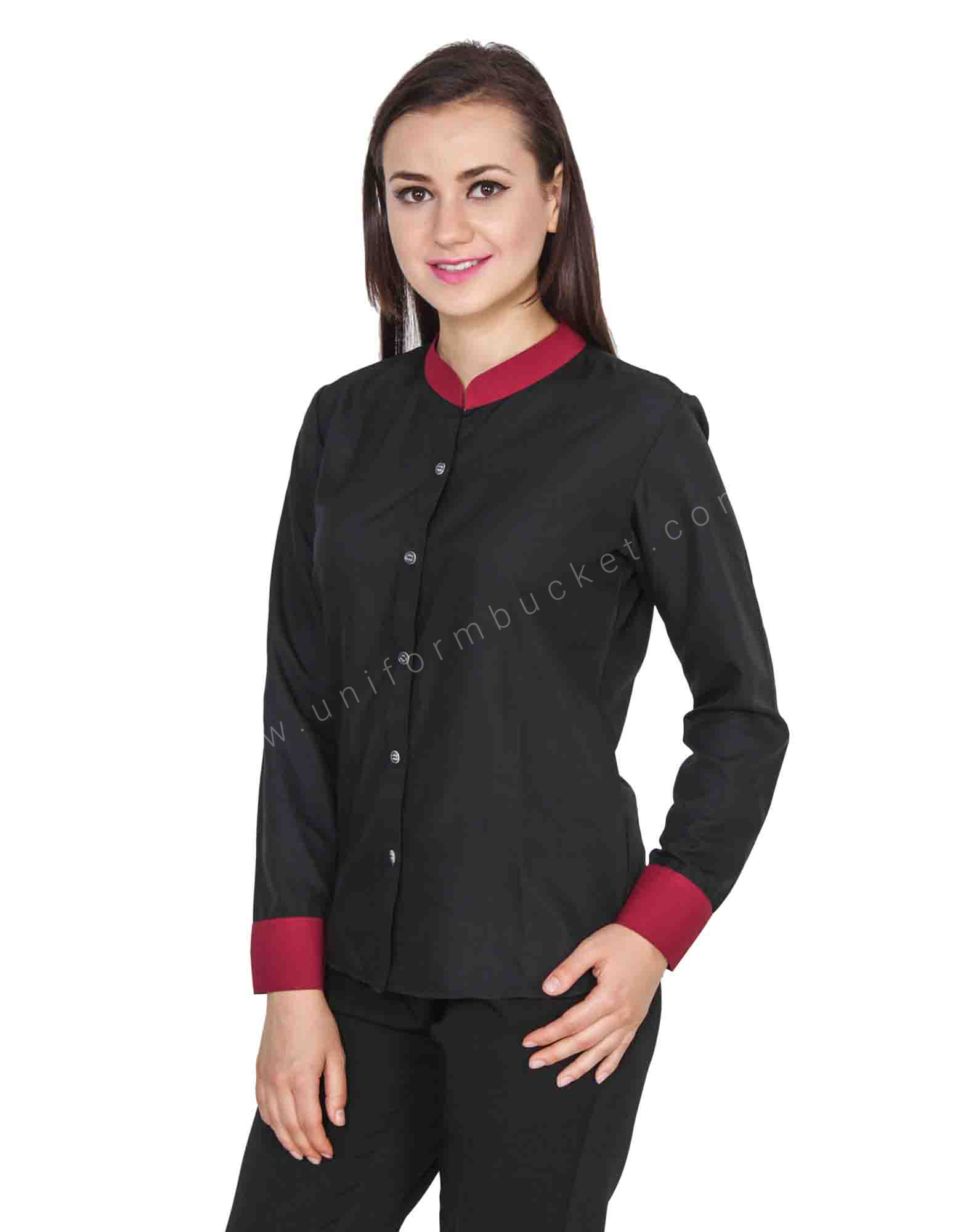 Black Shirt with Maroon Trimmings thumbnail 2