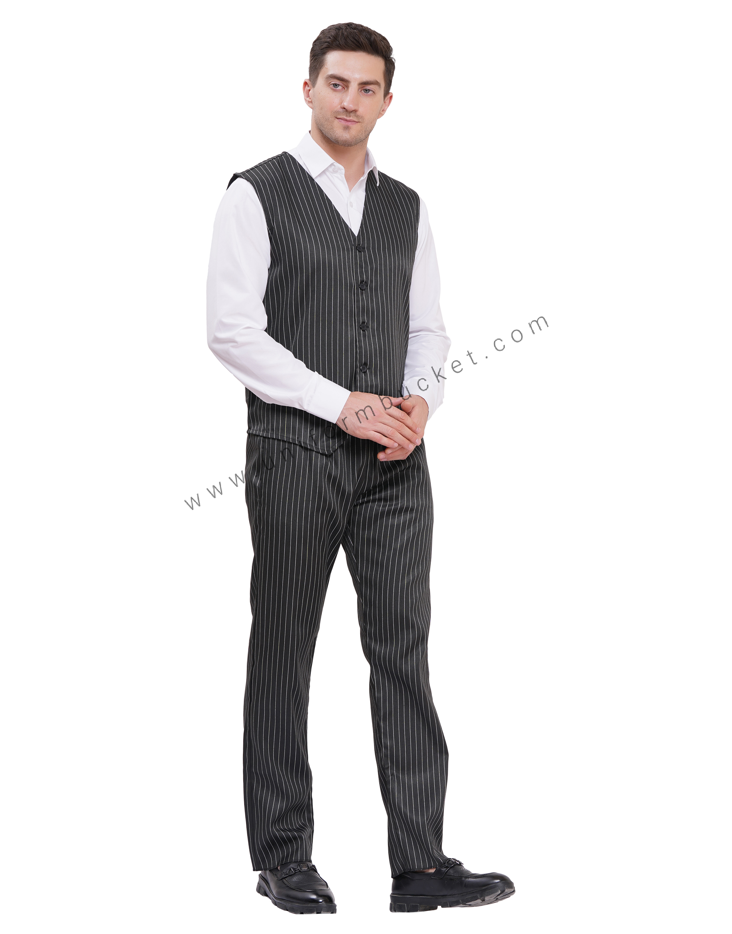 black & white line vest coat for male thumbnail 3