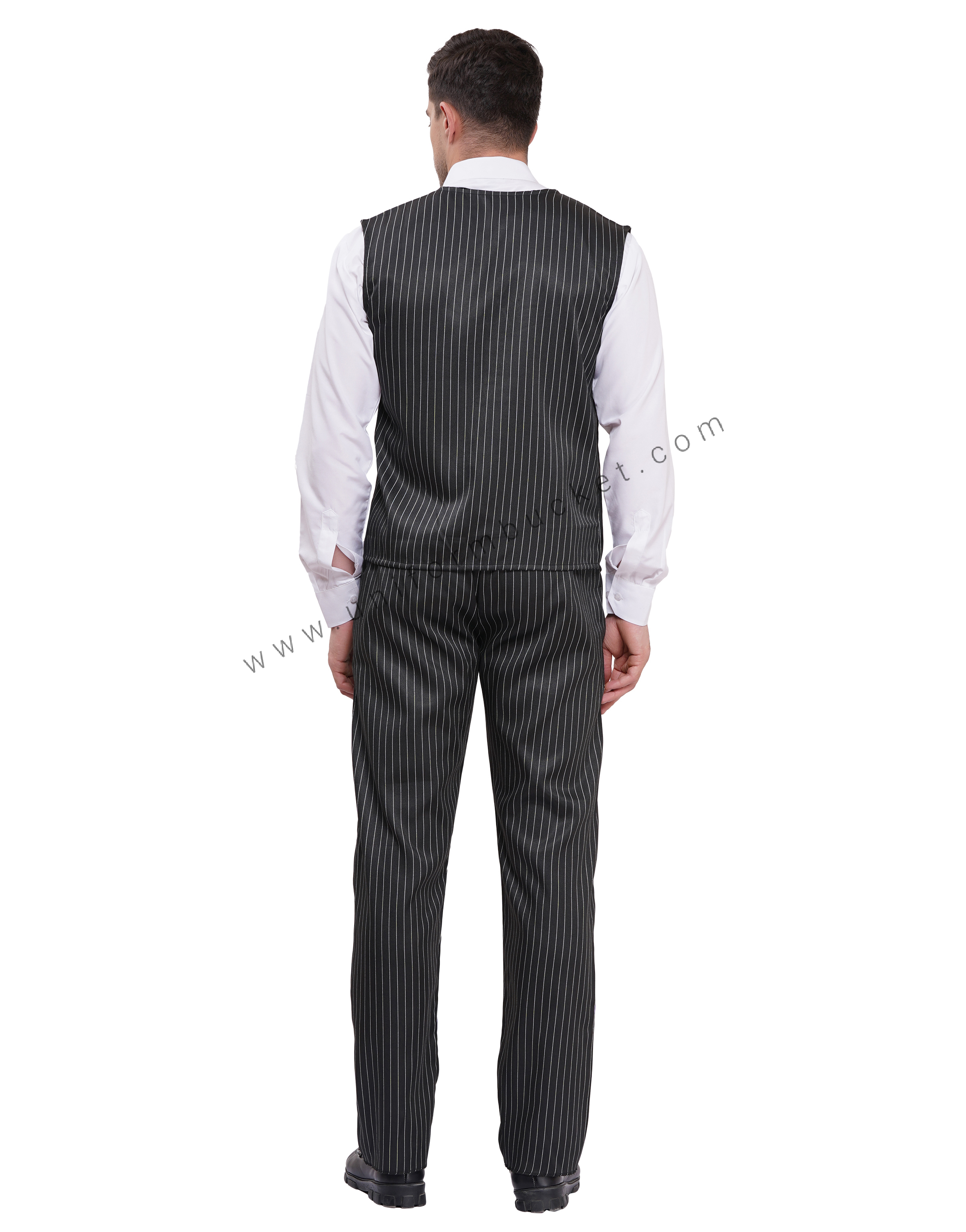 black & white line vest coat for male thumbnail 4