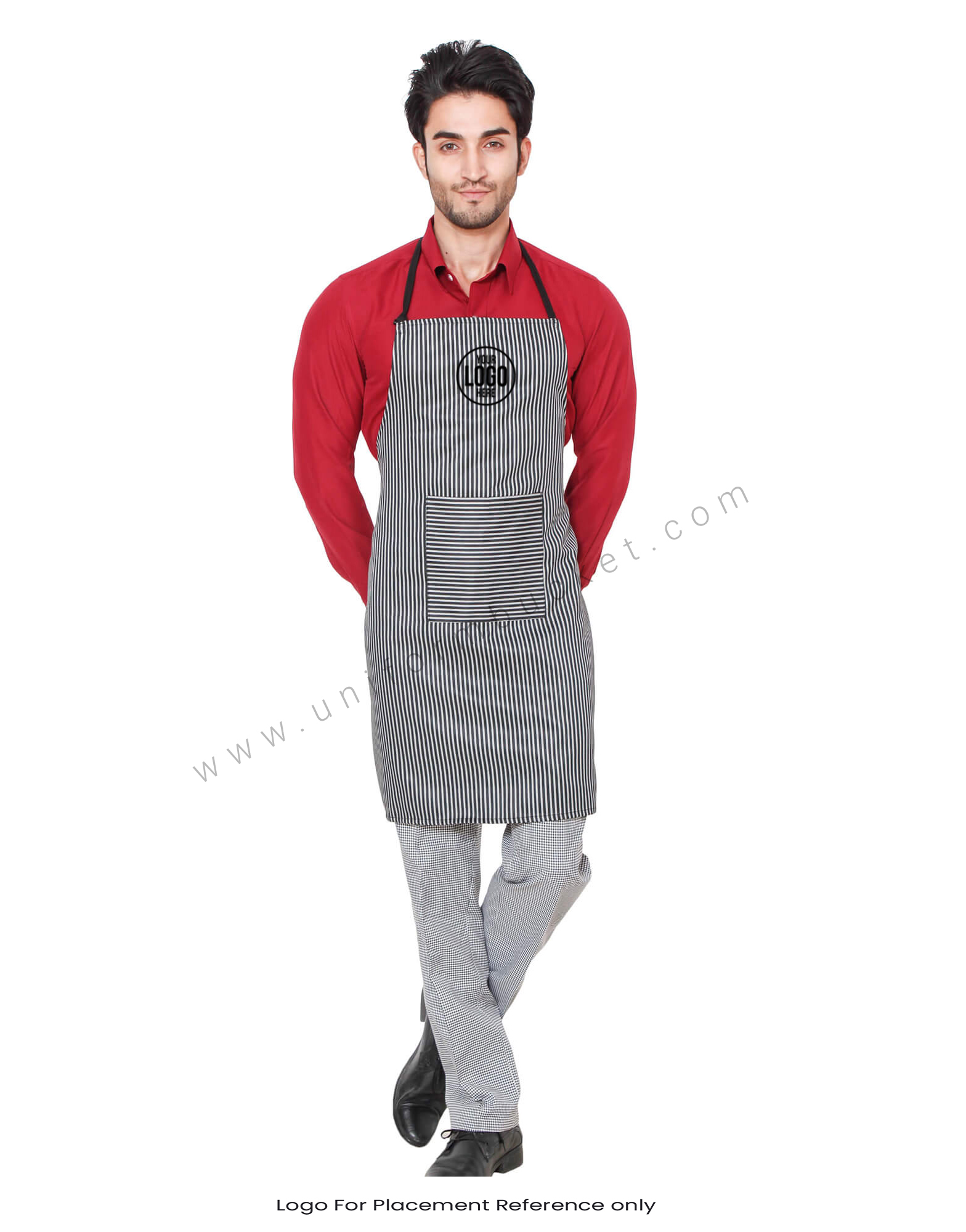 Bengal Stripe Bib Apron With Front Pocket thumbnail 4