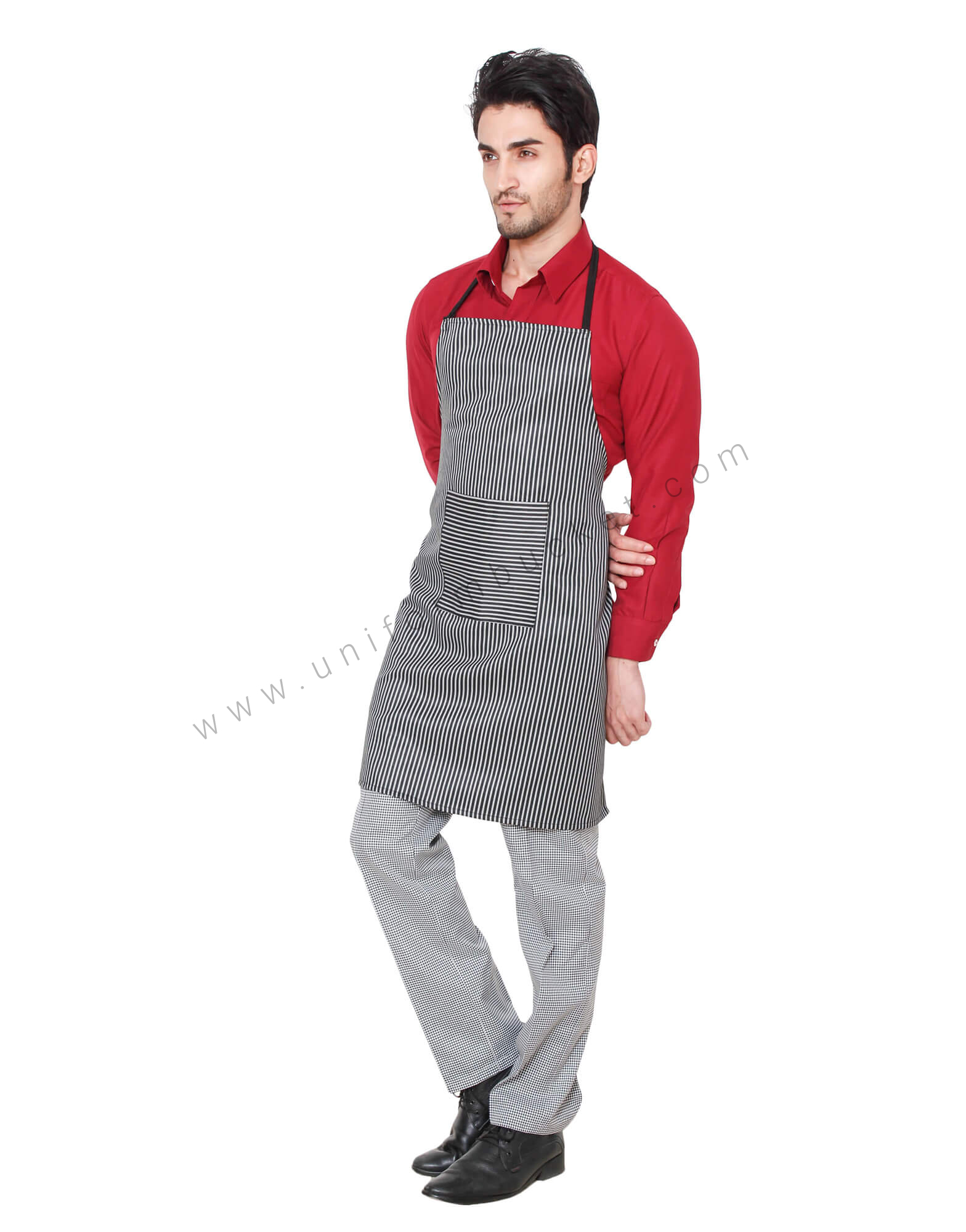 Bengal Stripe Bib Apron With Front Pocket thumbnail 2