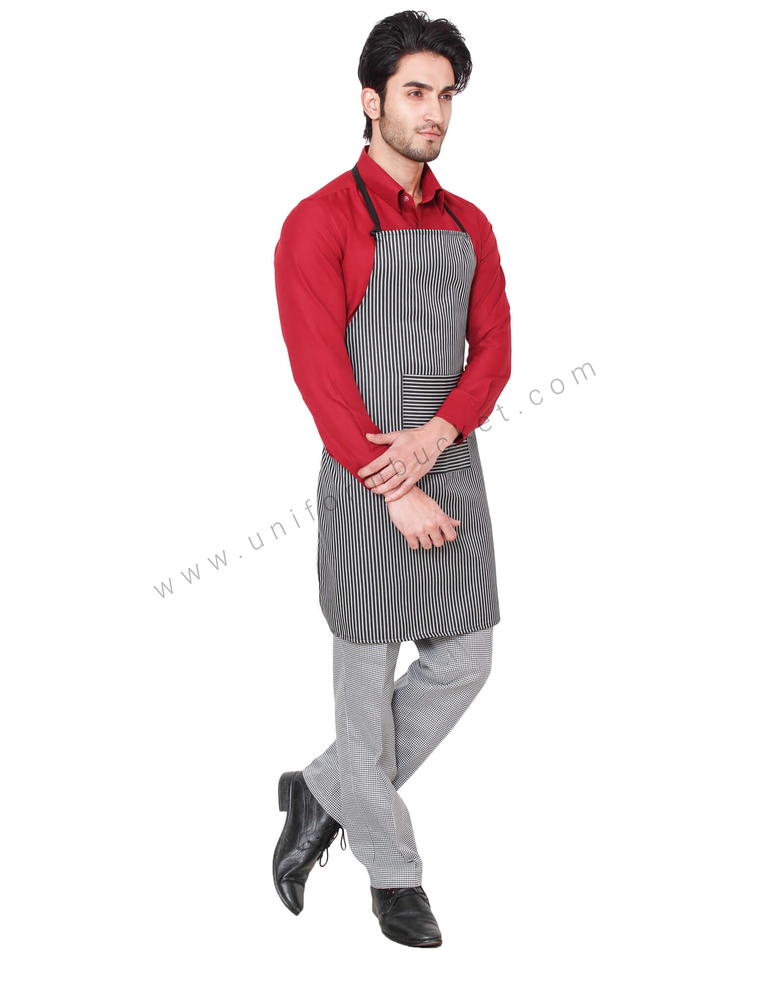 Bengal Stripe Bib Apron With Front Pocket view 1