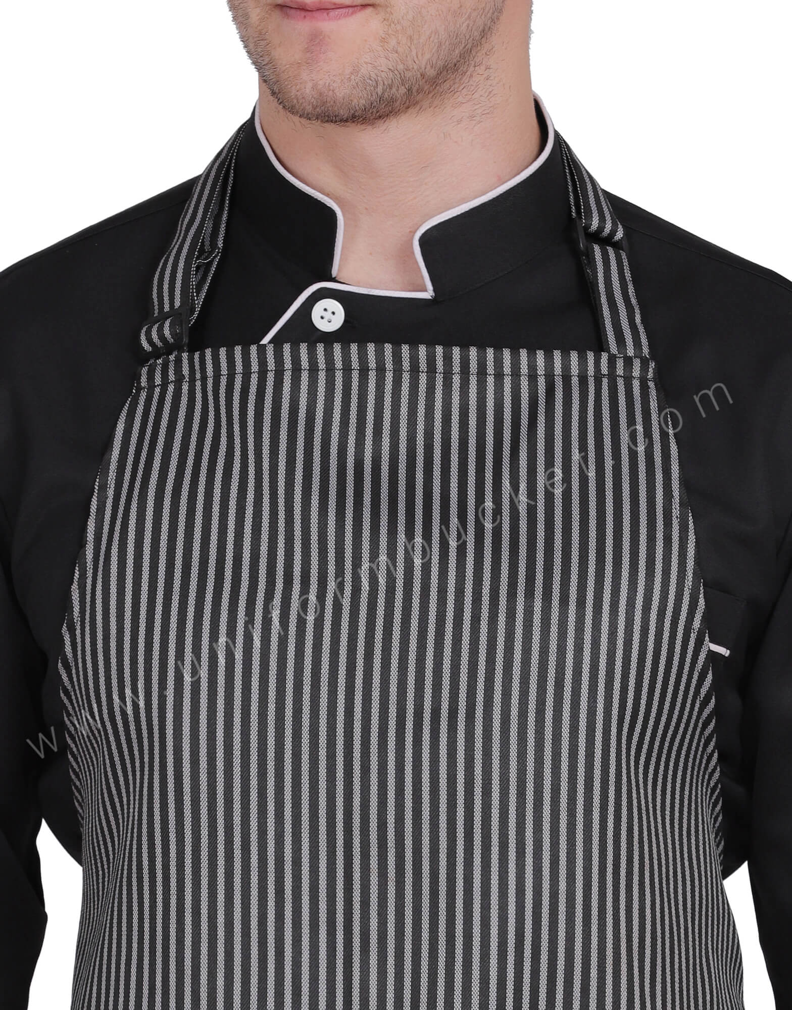 BLACK & WHITE LINING CHEF APRON thumbnail 4
