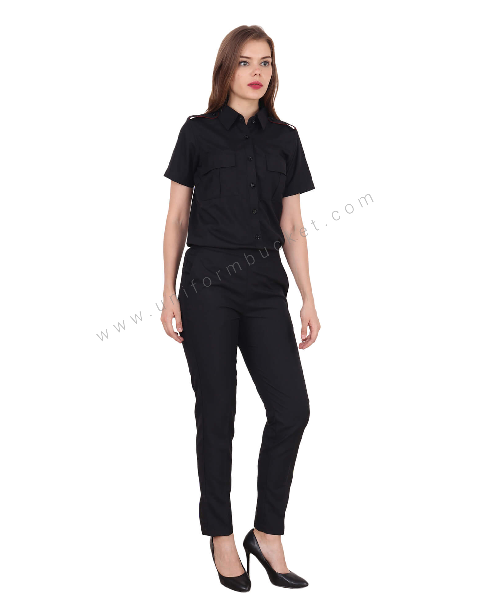 Black Security Guard Shirt For Female view 2