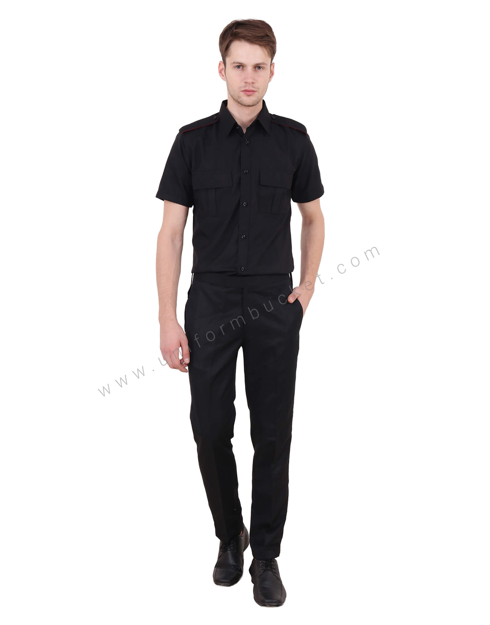 Black With Red Security Guard Shirt For Men thumbnail 3