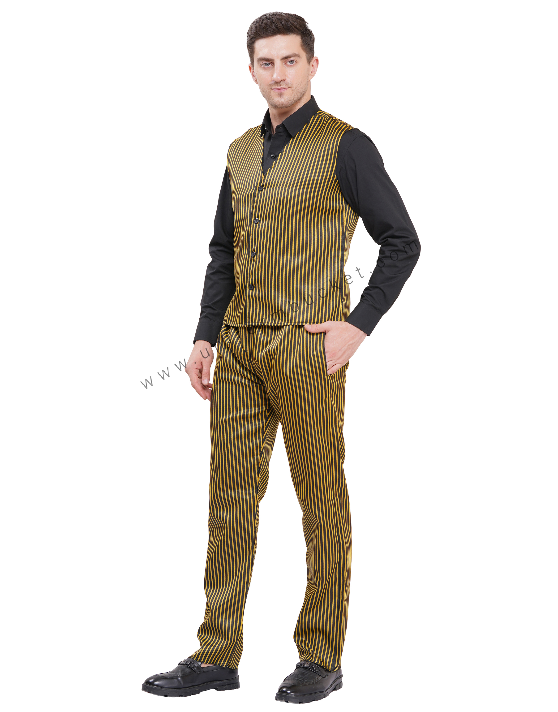 BLACK & YELLOW LINING MALE VEST COAT thumbnail 3