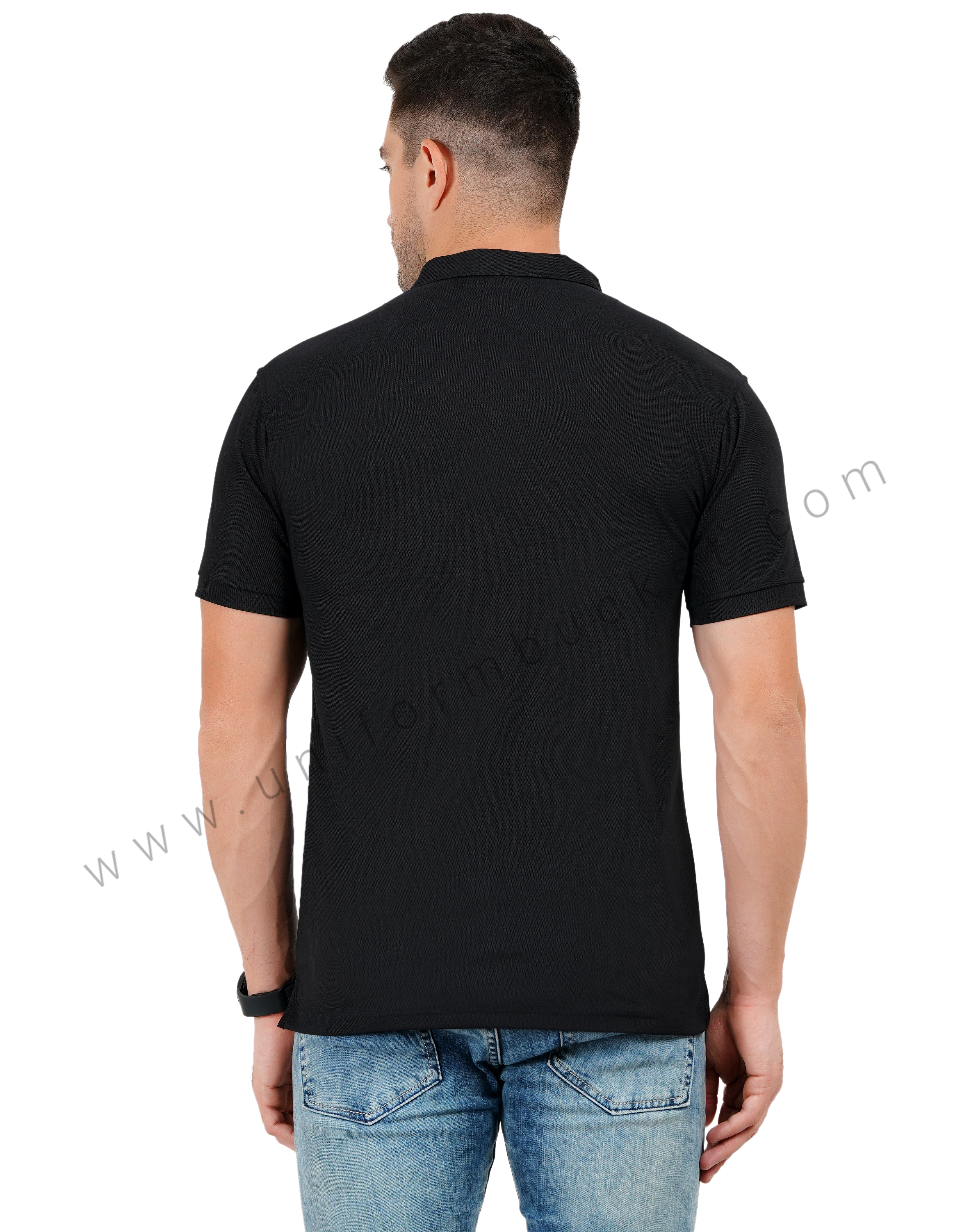 Black  zipper polo T-shirt thumbnail 4