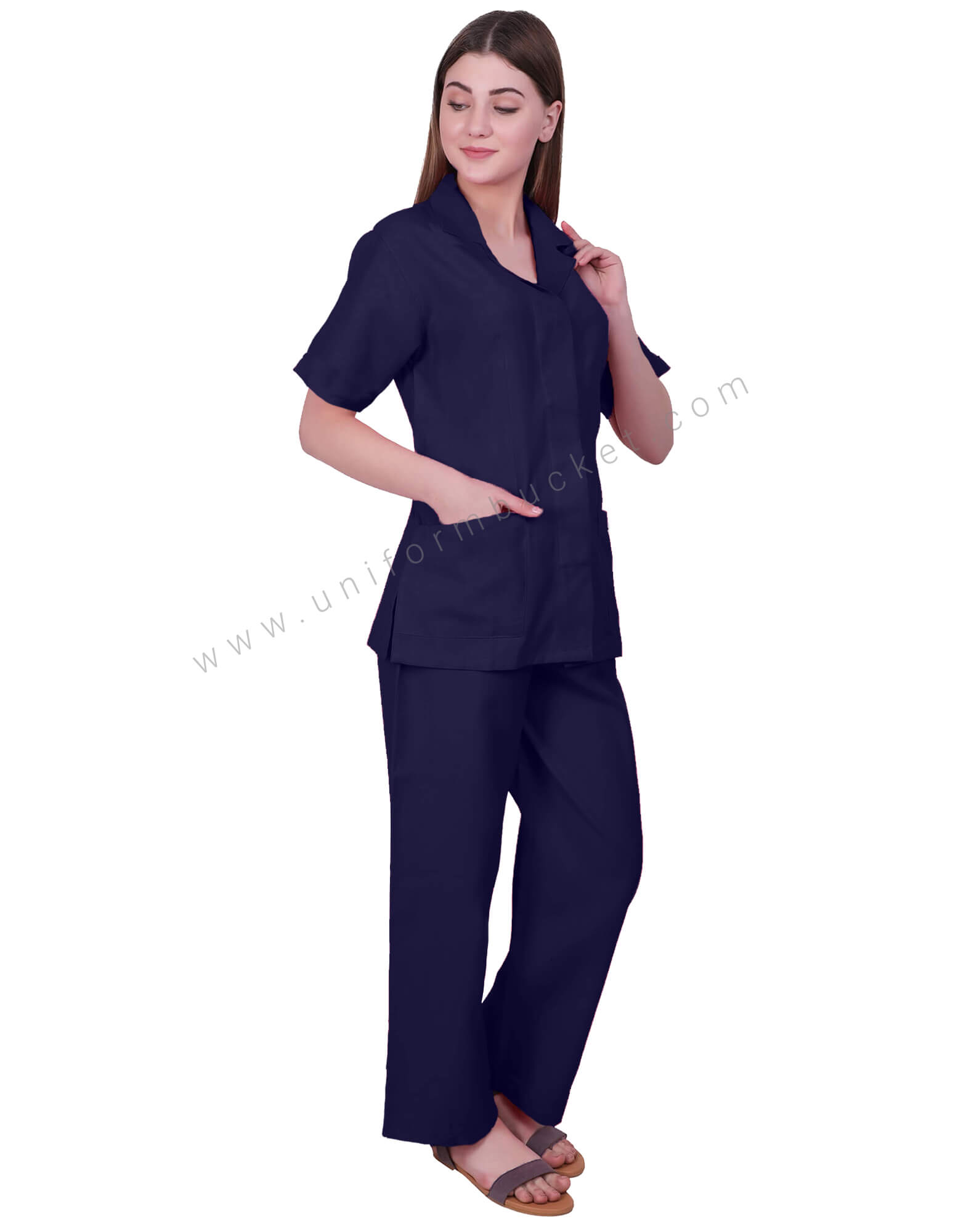 Notched Collar Indigo tunic thumbnail 3