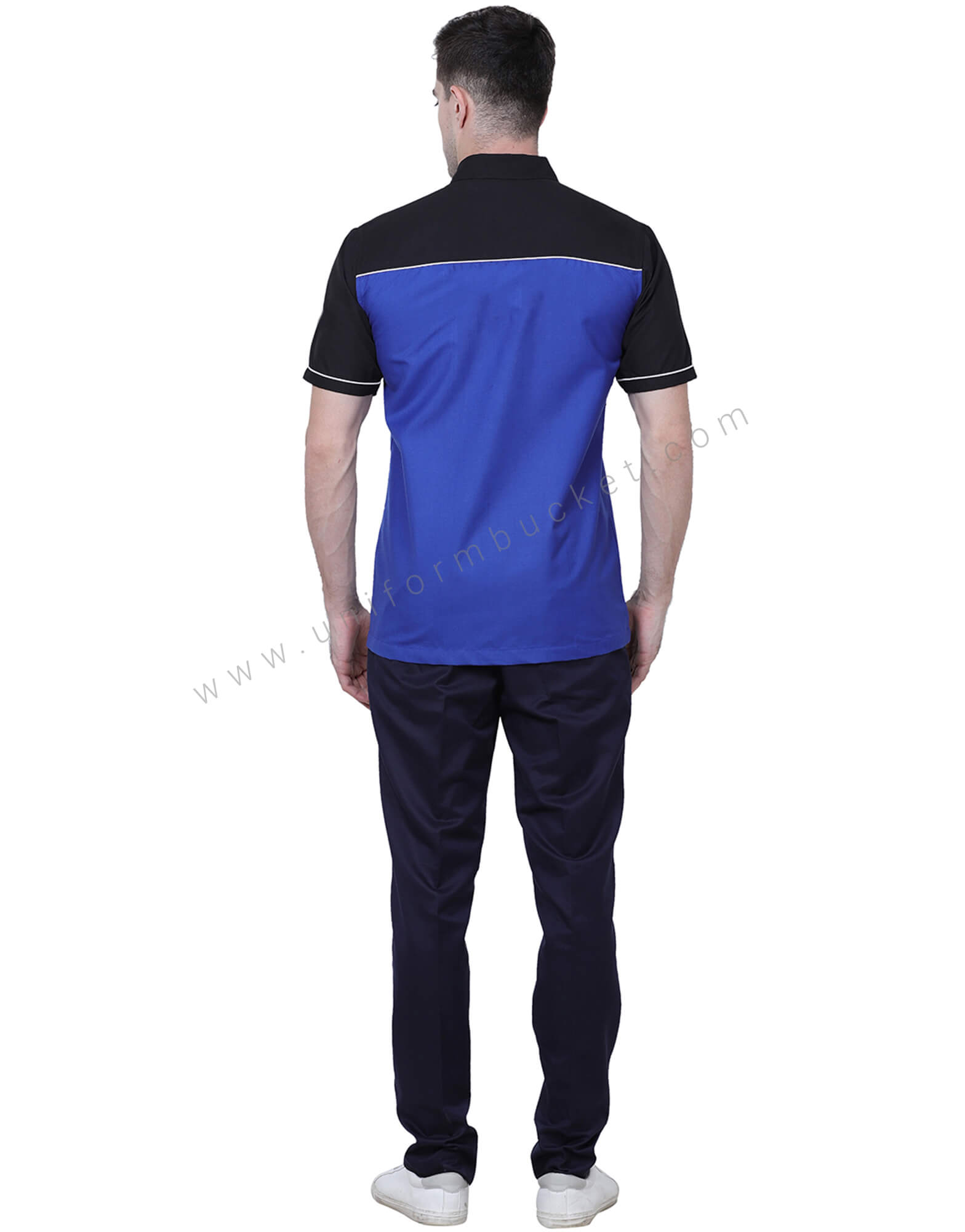 Blue And Black Shirt With Shoulder Piping thumbnail 4