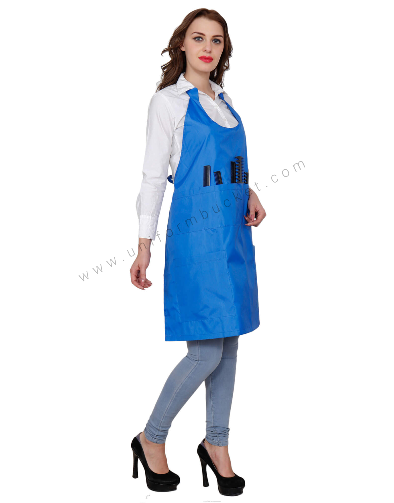 Blue Bib Apron With Multi Pockets view 1