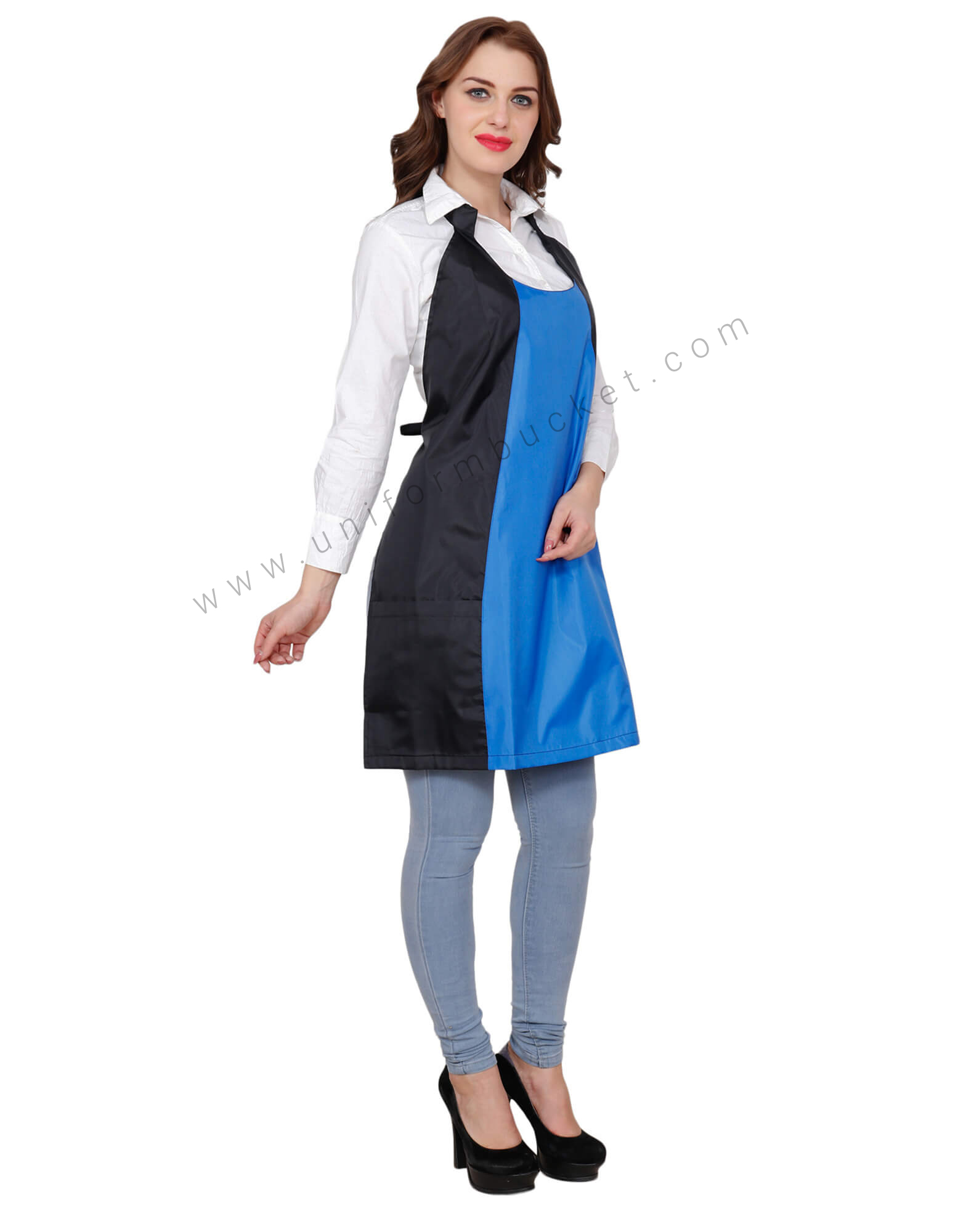Double Tone Polyester Apron With Side Pocket view 1