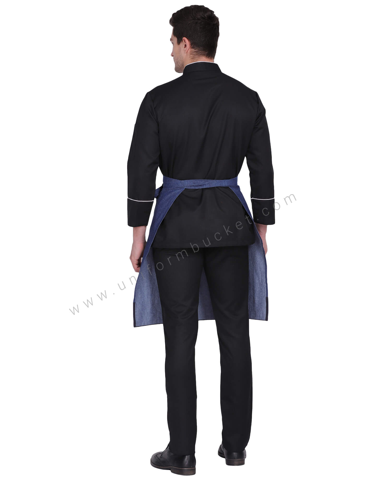 BLUE DENIM APRON WITH NAVY BLUE BOTTOM thumbnail 4