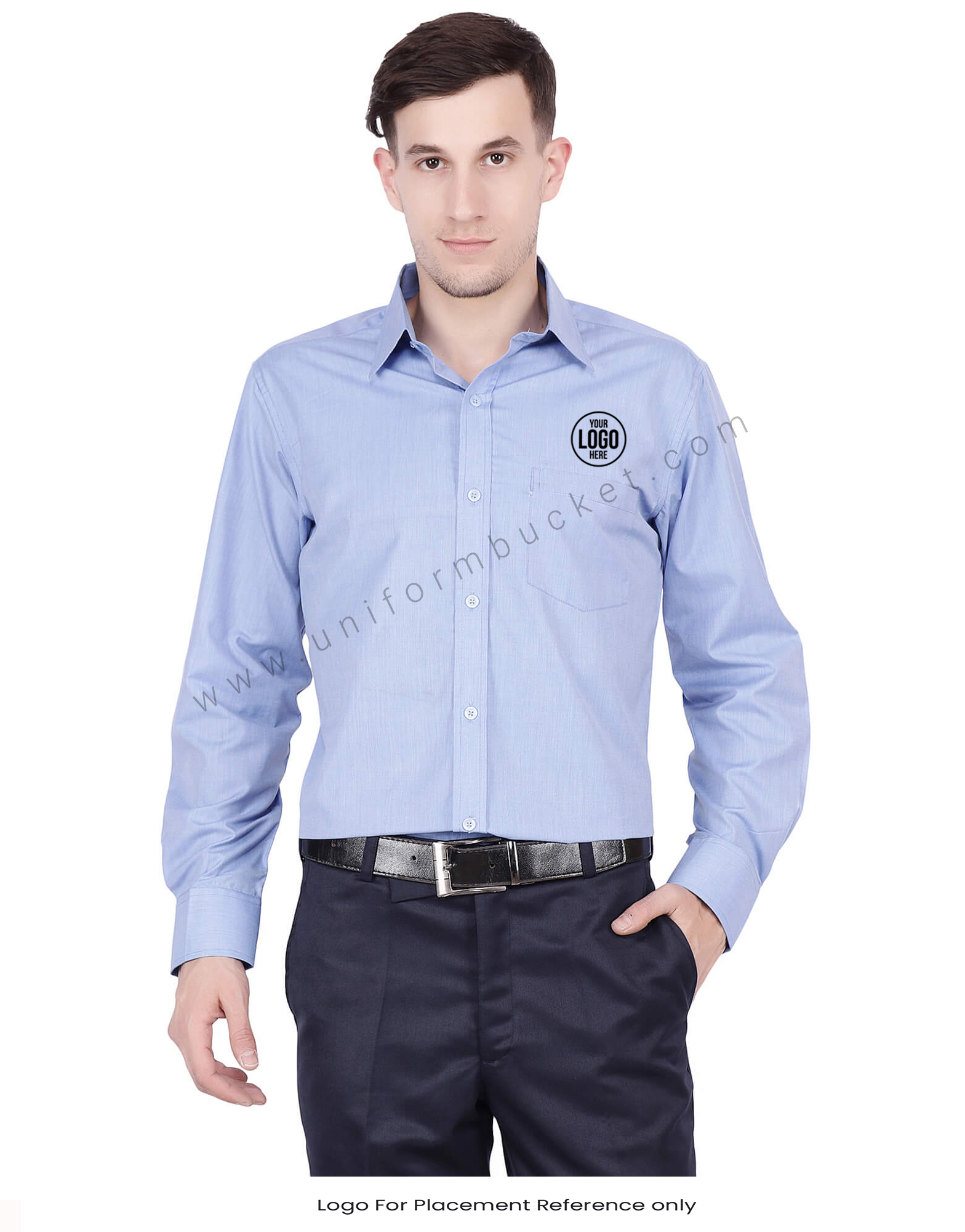 Blue Fil a Fil Uniform Shirt thumbnail 4