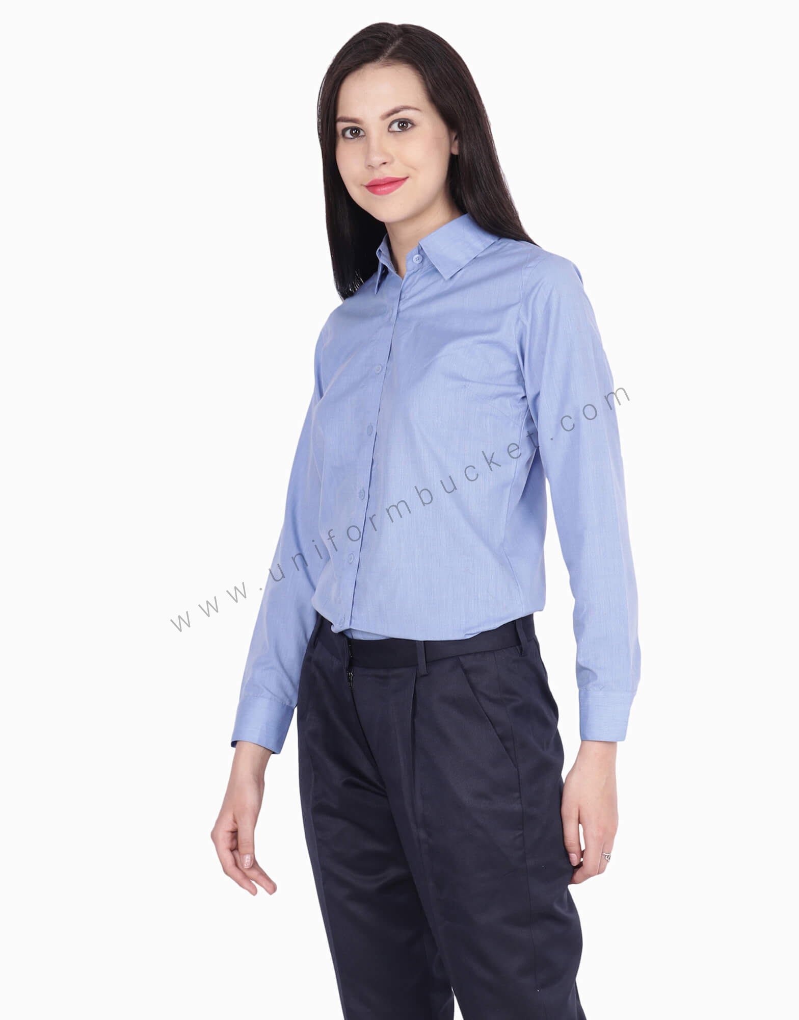 Blue Fil a Fil Uniform Shirt For Women view 1