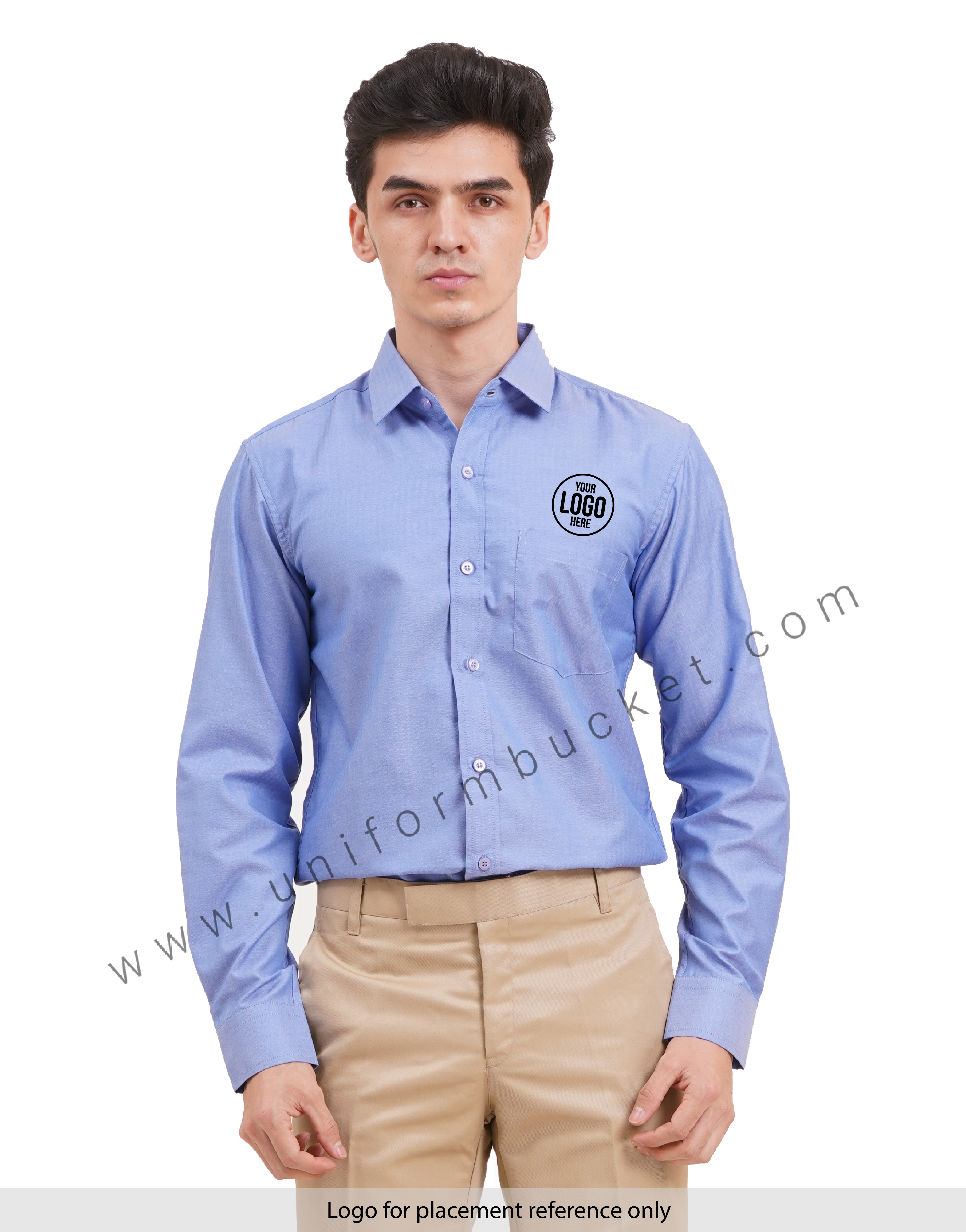 Blue Herringbone Texture male shirt with full sleeve view 1