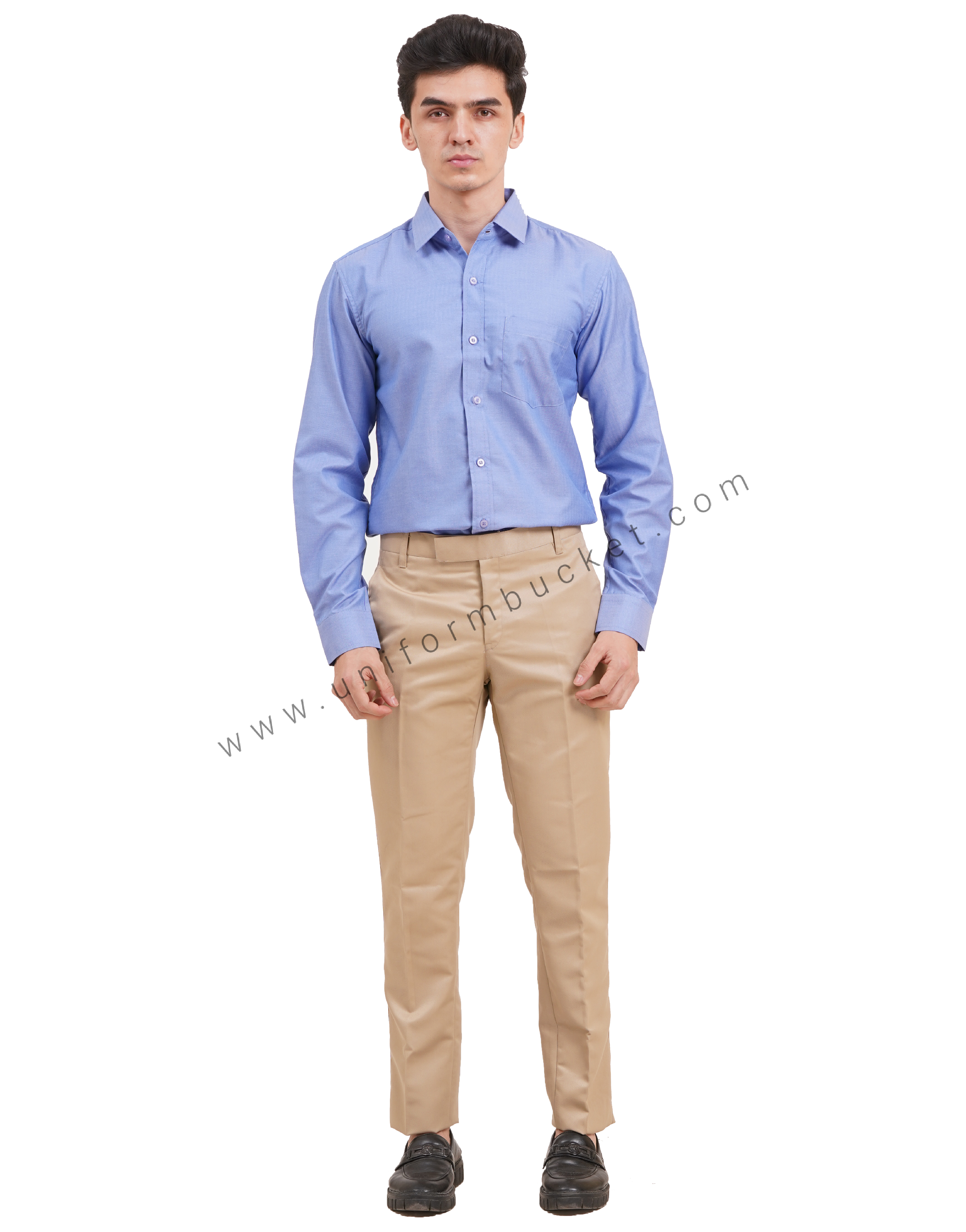 Blue Herringbone Texture male shirt with full sleeve thumbnail 3