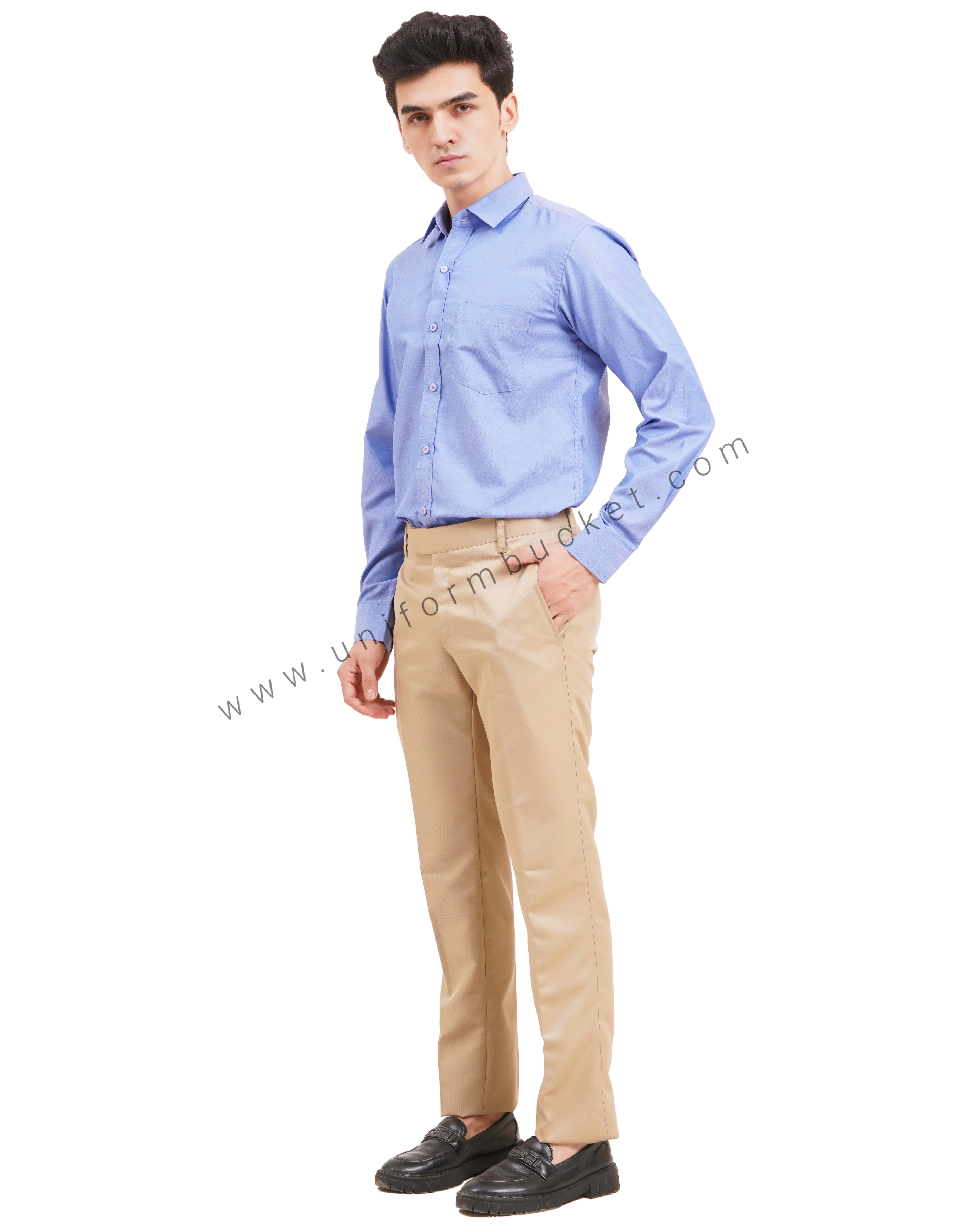 Blue Herringbone Texture male shirt with full sleeve thumbnail 4