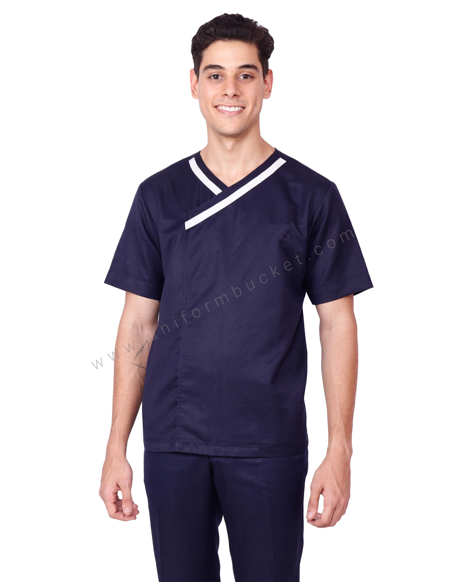 V Neck Crossover Blue Tunic thumbnail 3