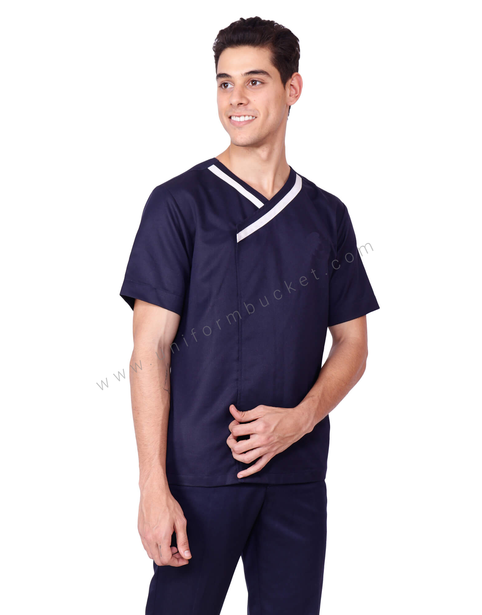 V Neck Crossover Blue Tunic view 1