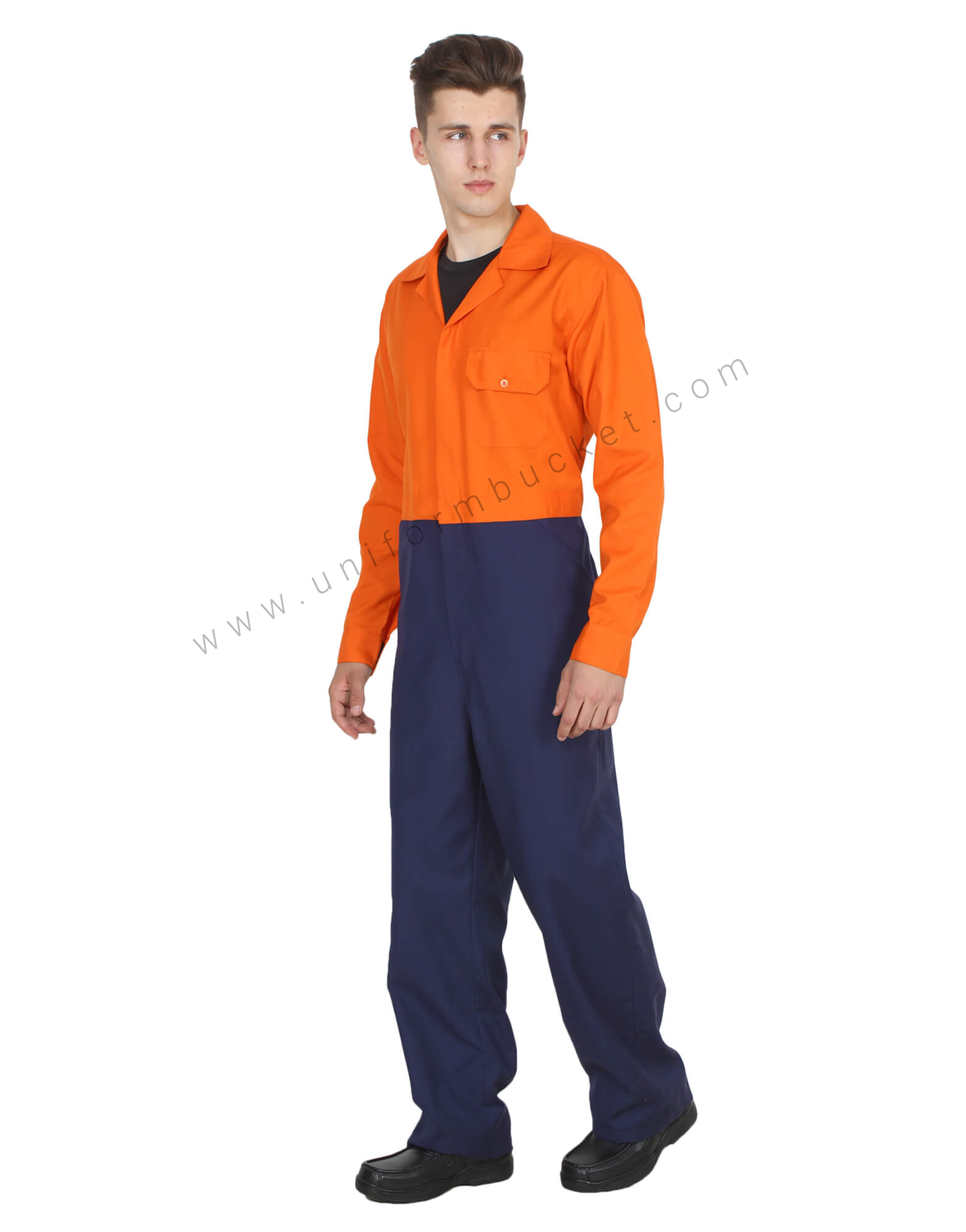 Saffron Navy Hidden Zip Coverall view 1