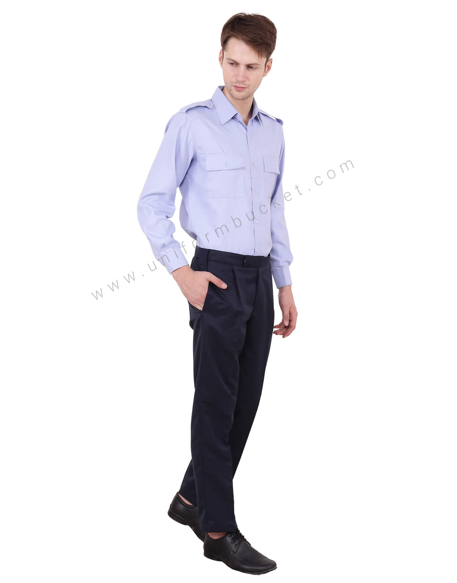 Blue Security Guard Shirt For Men view 1