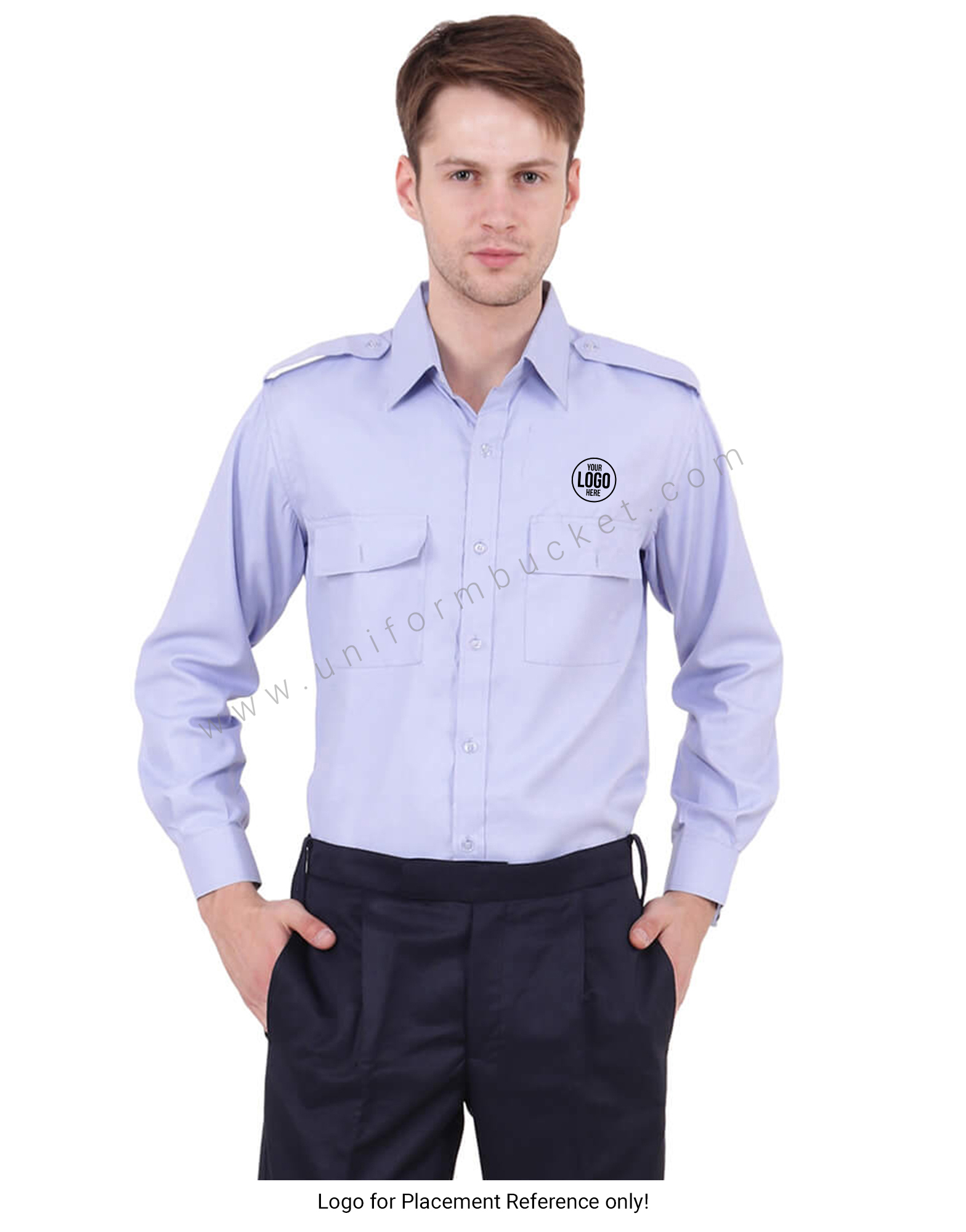 Blue Security Guard Shirt For Men thumbnail 5