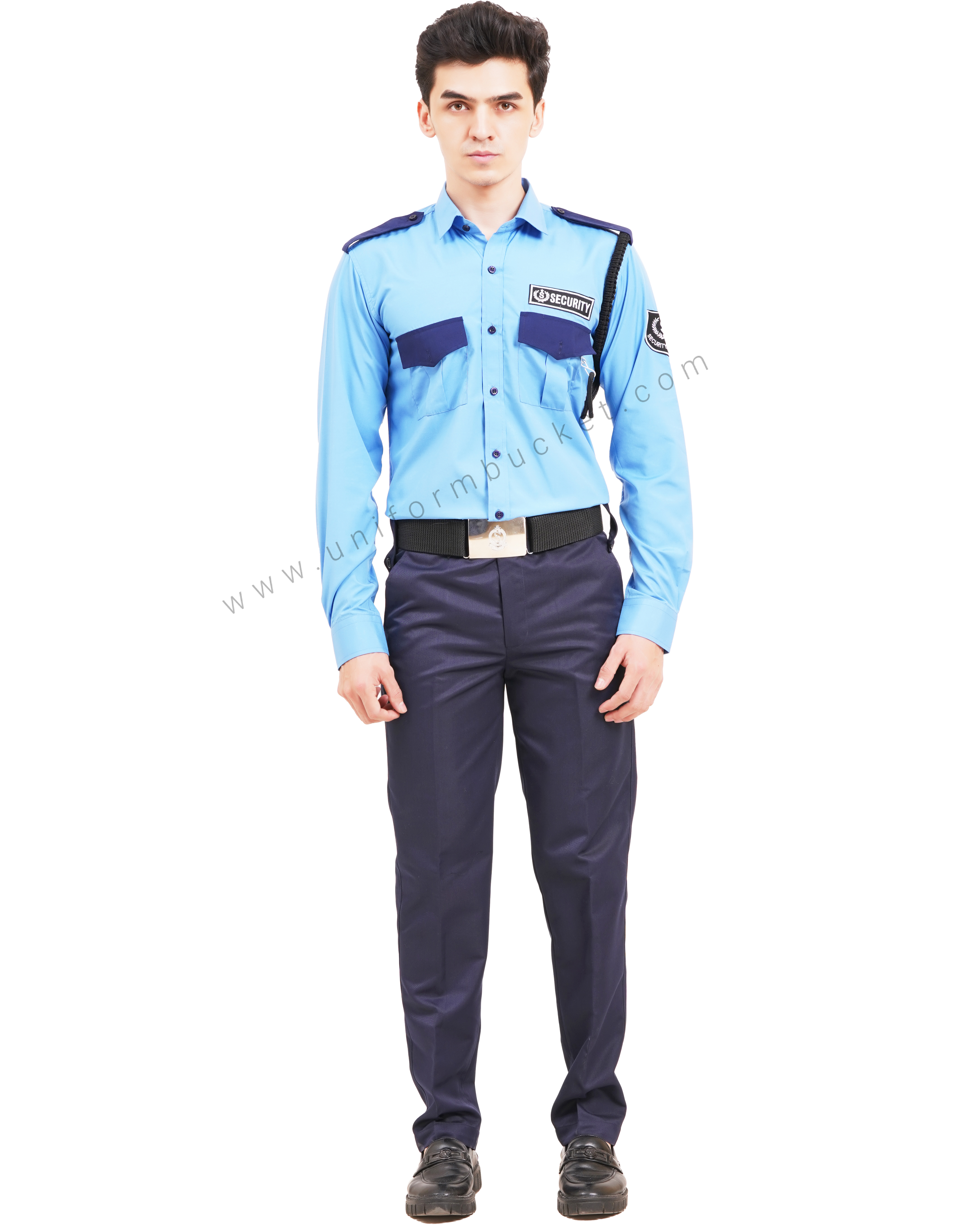 BLUE SECURITY GUARD SHIRT WITH NAVY BLUE TRIM FULL SLEEVE SHIRT thumbnail 2