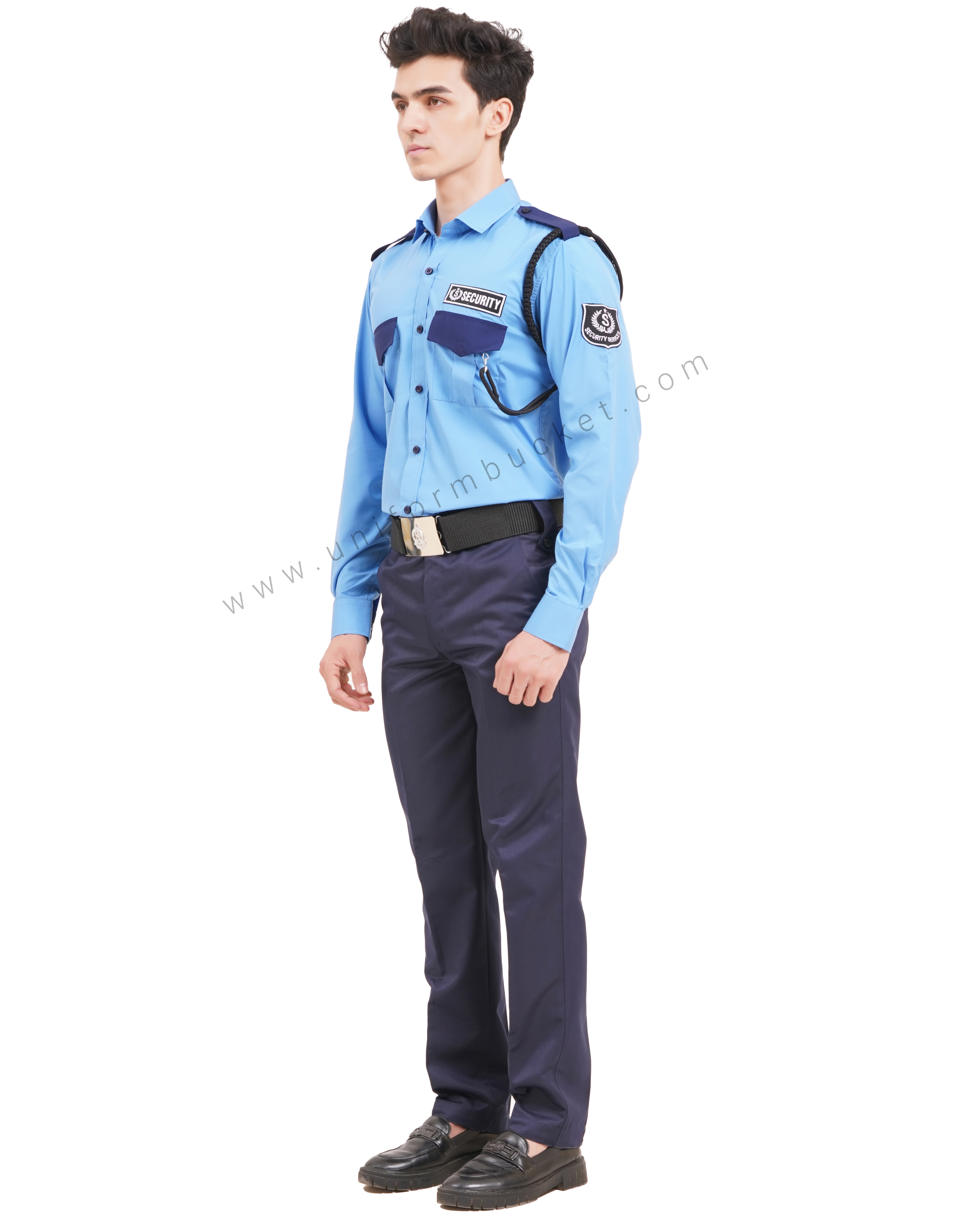 BLUE SECURITY GUARD SHIRT WITH NAVY BLUE TRIM FULL SLEEVE SHIRT thumbnail 3