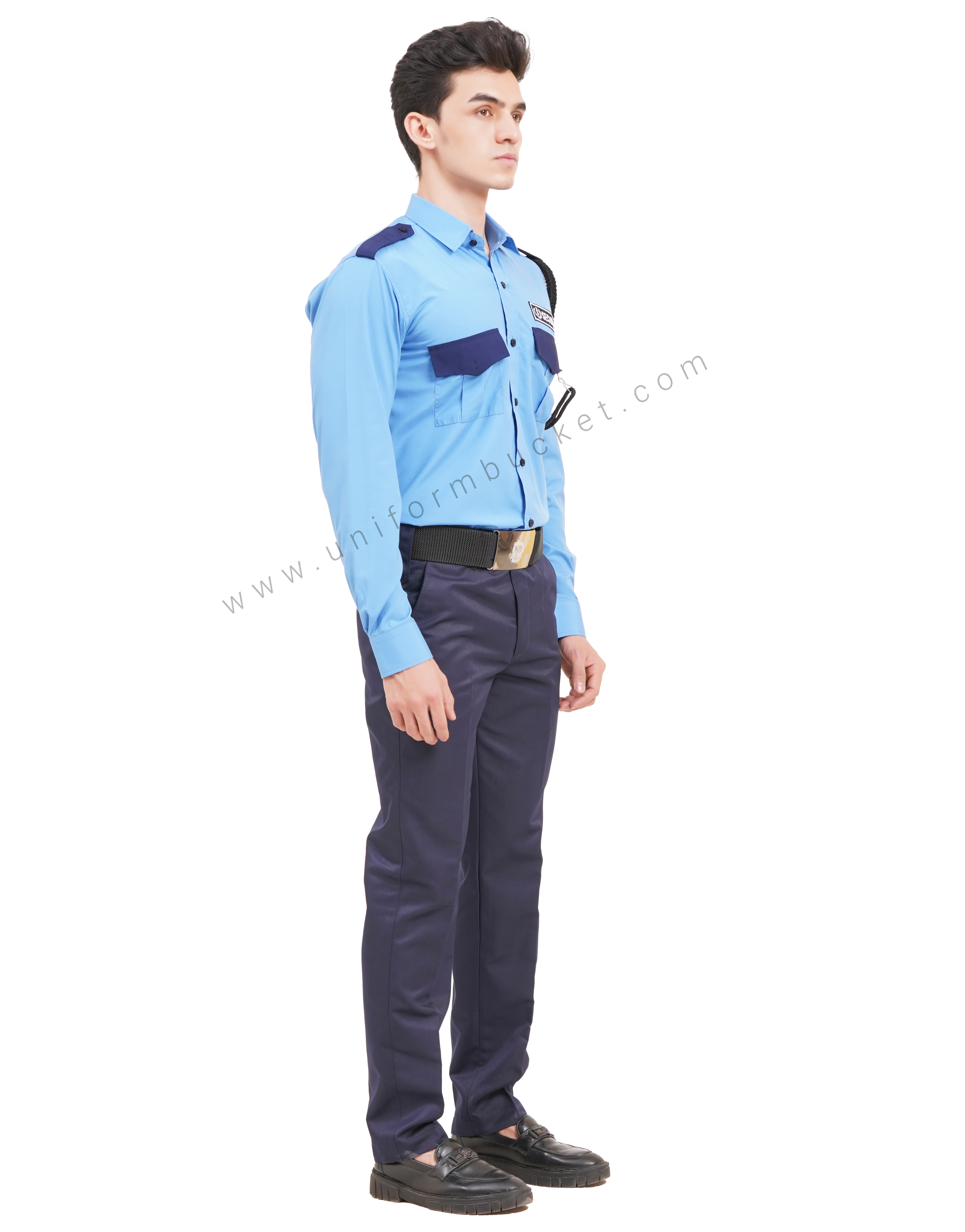 BLUE SECURITY GUARD SHIRT WITH NAVY BLUE TRIM FULL SLEEVE SHIRT thumbnail 4