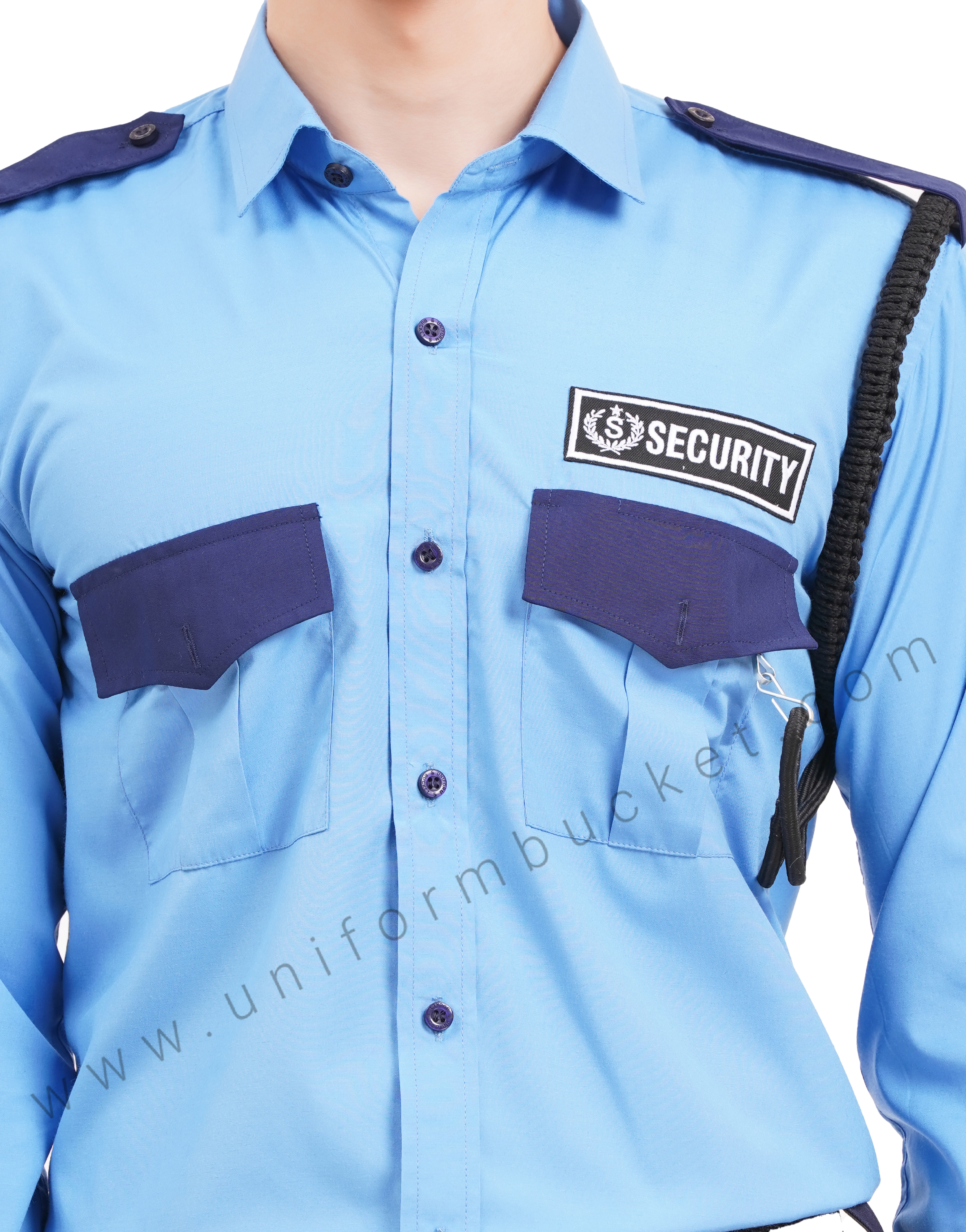 BLUE SECURITY GUARD SHIRT WITH NAVY BLUE TRIM FULL SLEEVE SHIRT thumbnail 5