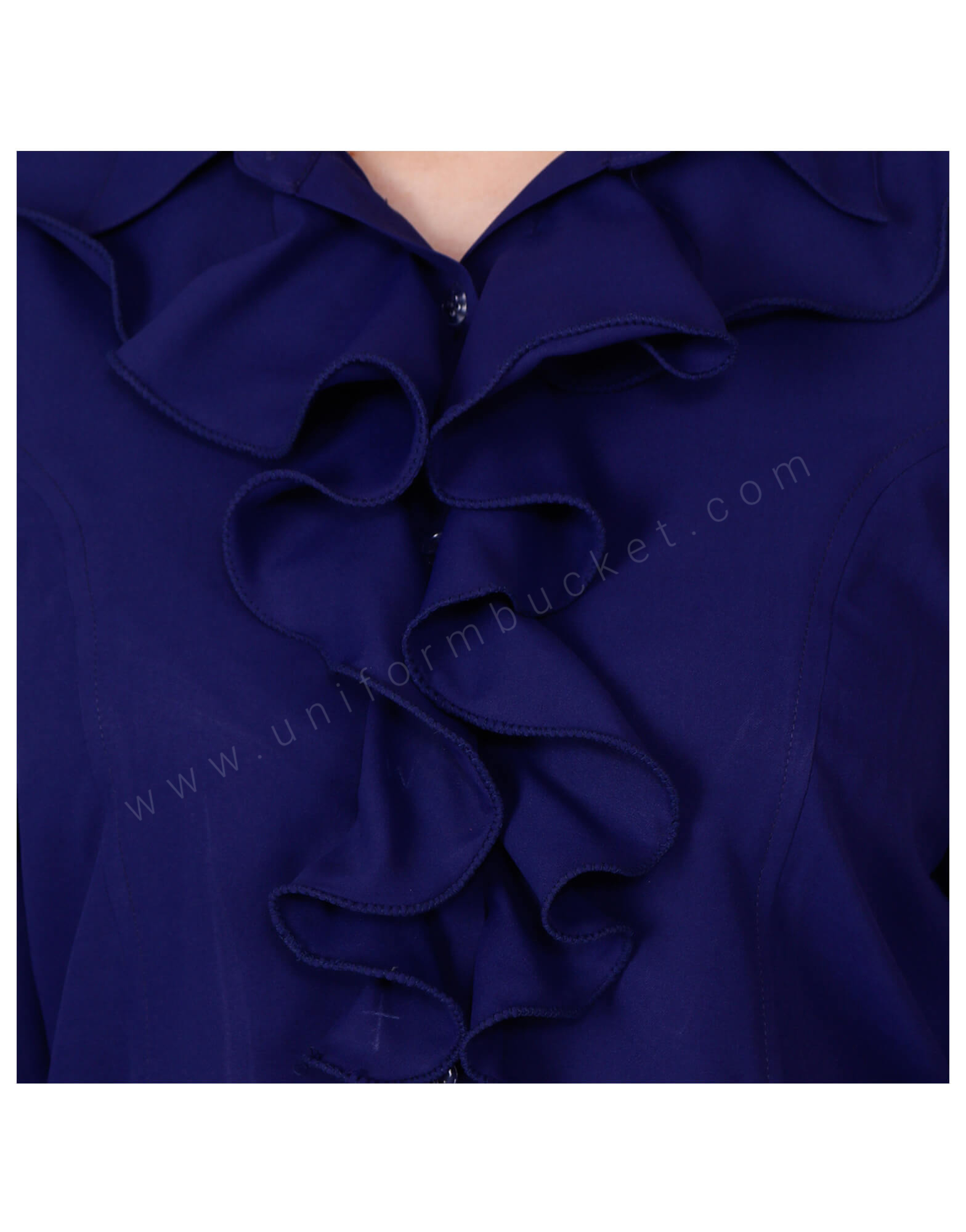 Navy Blue Ruffle Collar Shirt thumbnail 3