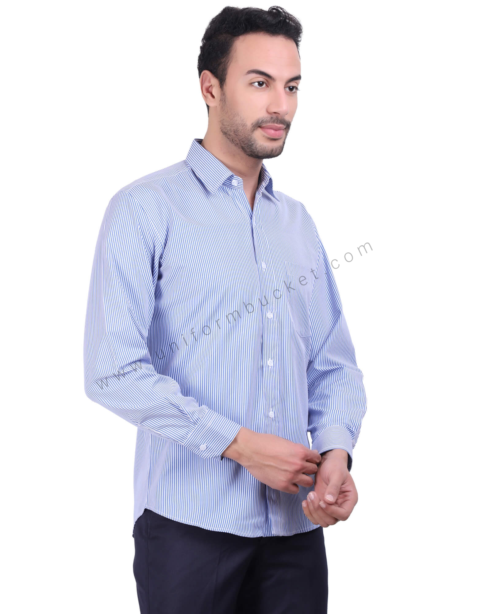 Blue Stripe Button Down Formal Shirt view 1