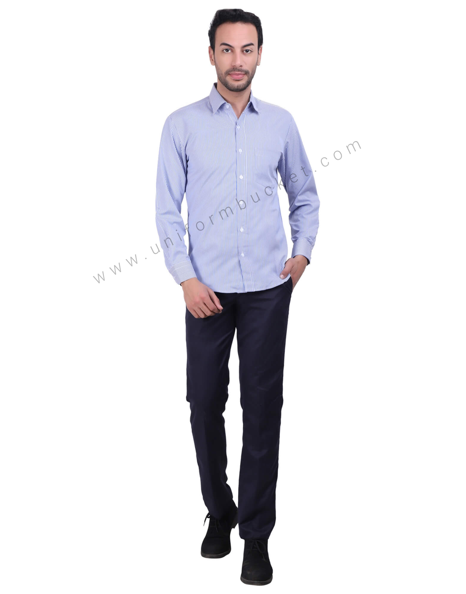 Blue Stripe Button Down Formal Shirt thumbnail 3