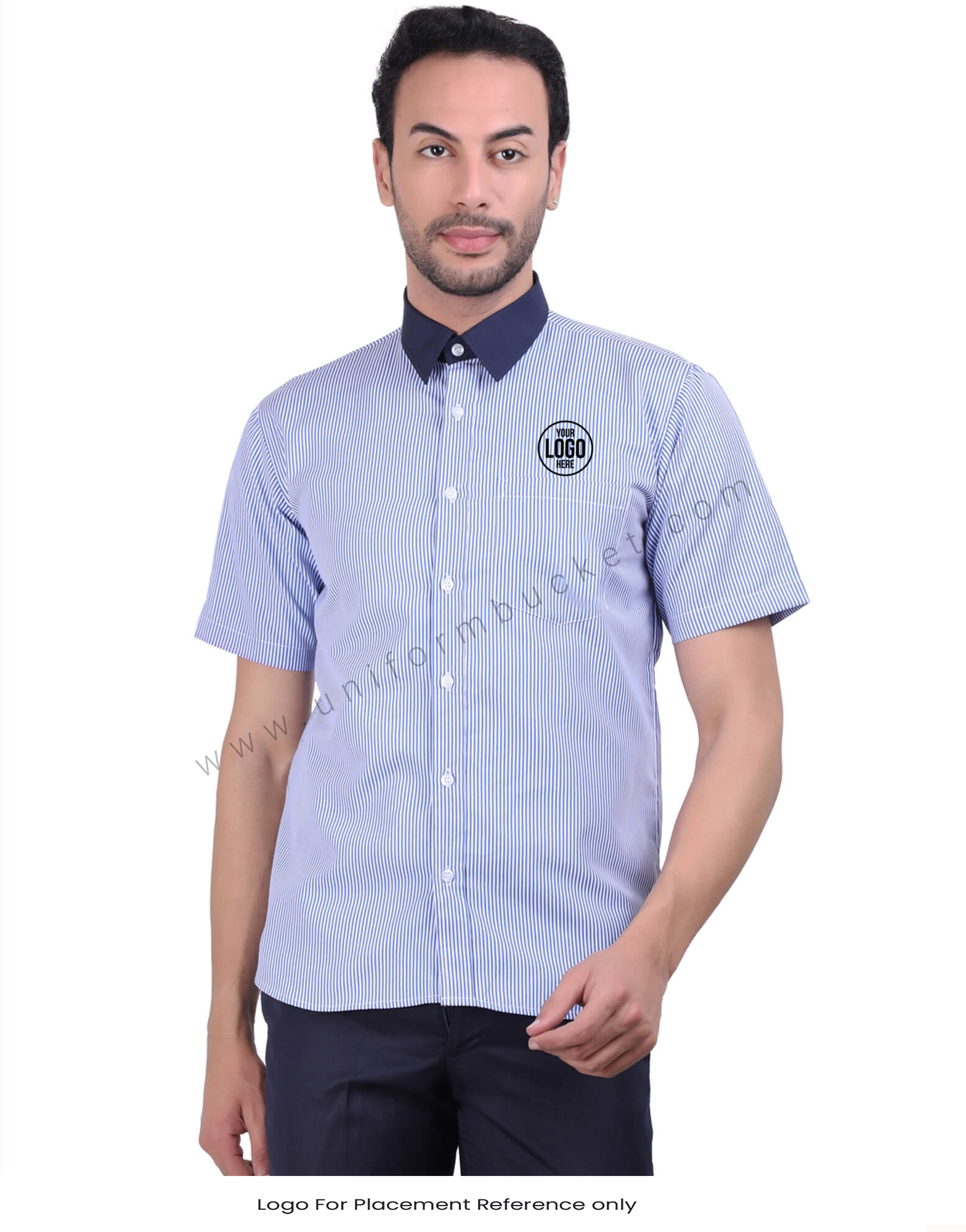 Blue Stripe Half Sleeve Shirt thumbnail 4