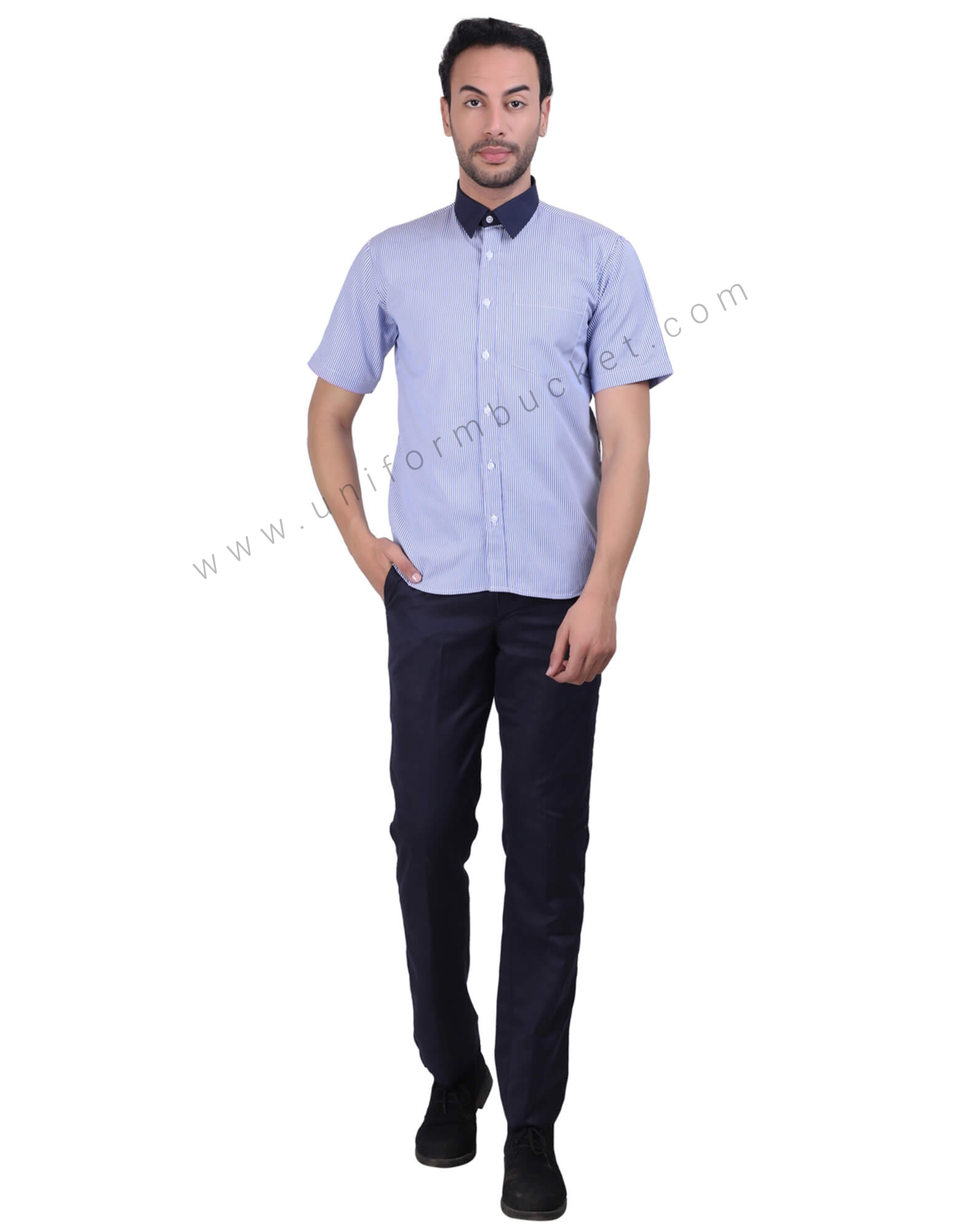 Blue Stripe Half Sleeve Shirt thumbnail 3