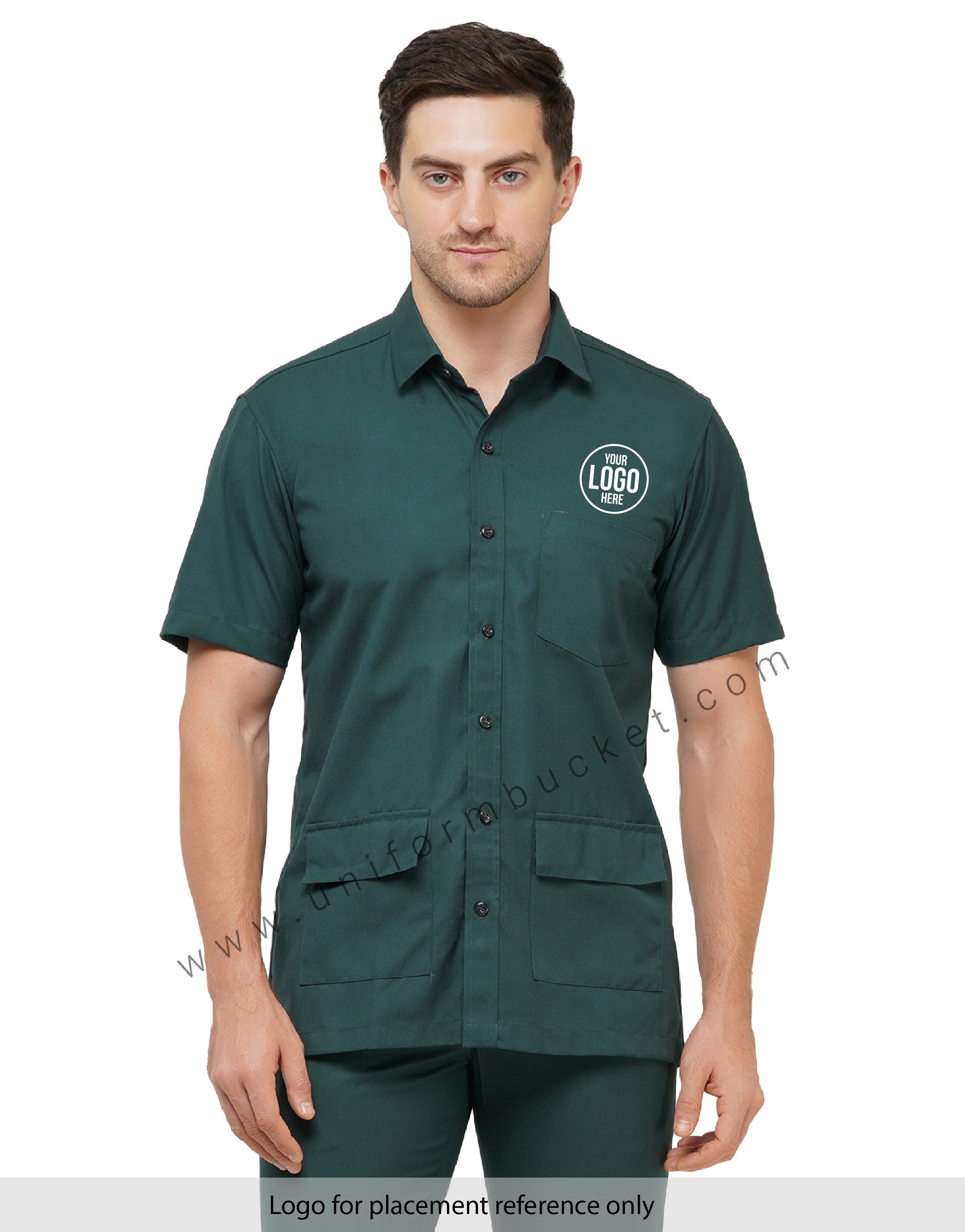 BOTTLE GREEN MALE SHIRT WITH THREE POCKET view 1