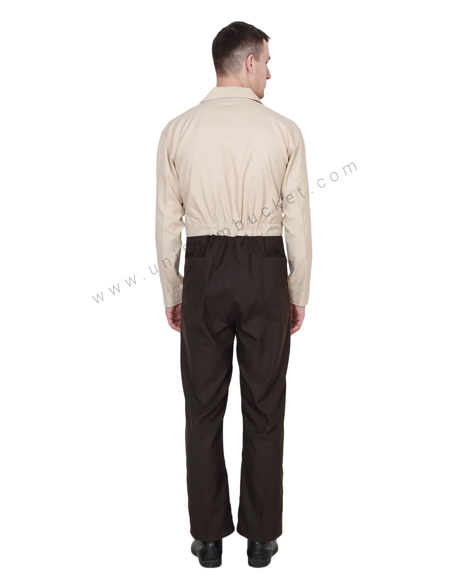 Brown Beige Lapel Neck Dungaree thumbnail 3