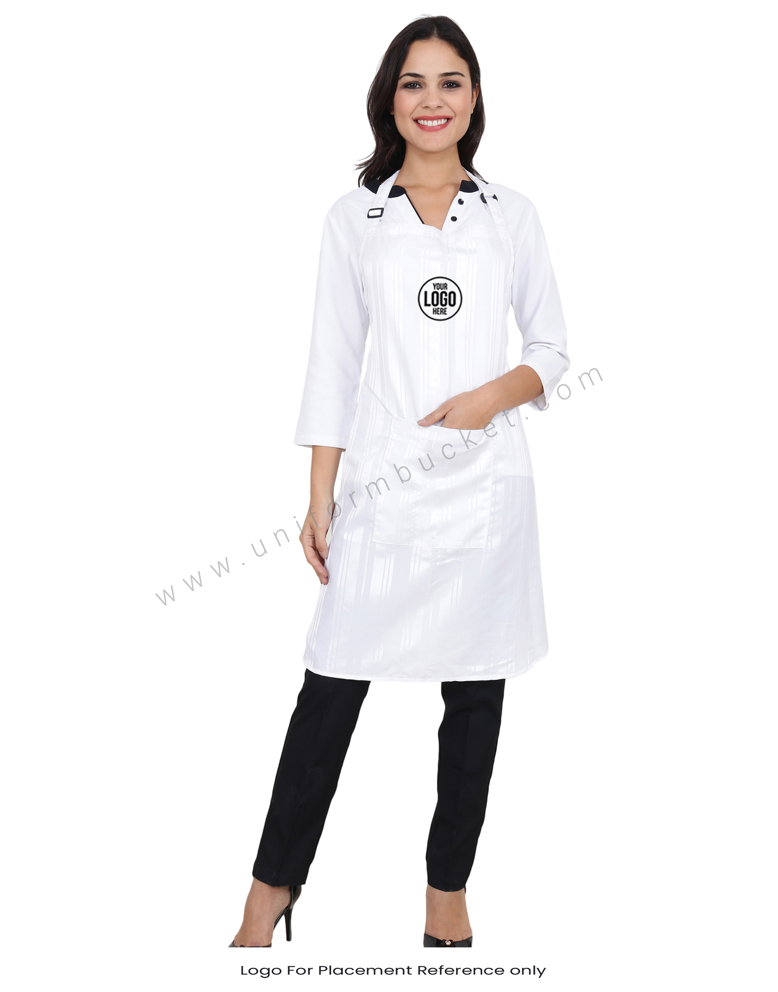 White Lining Apron With Front Pocket thumbnail 4