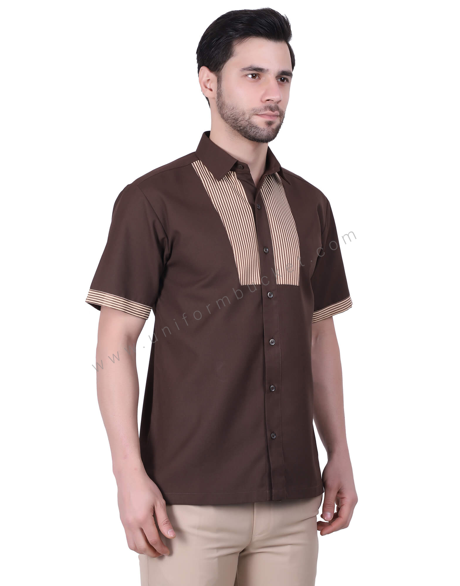 Half Sleeve Brown Pattern Shirt view 1