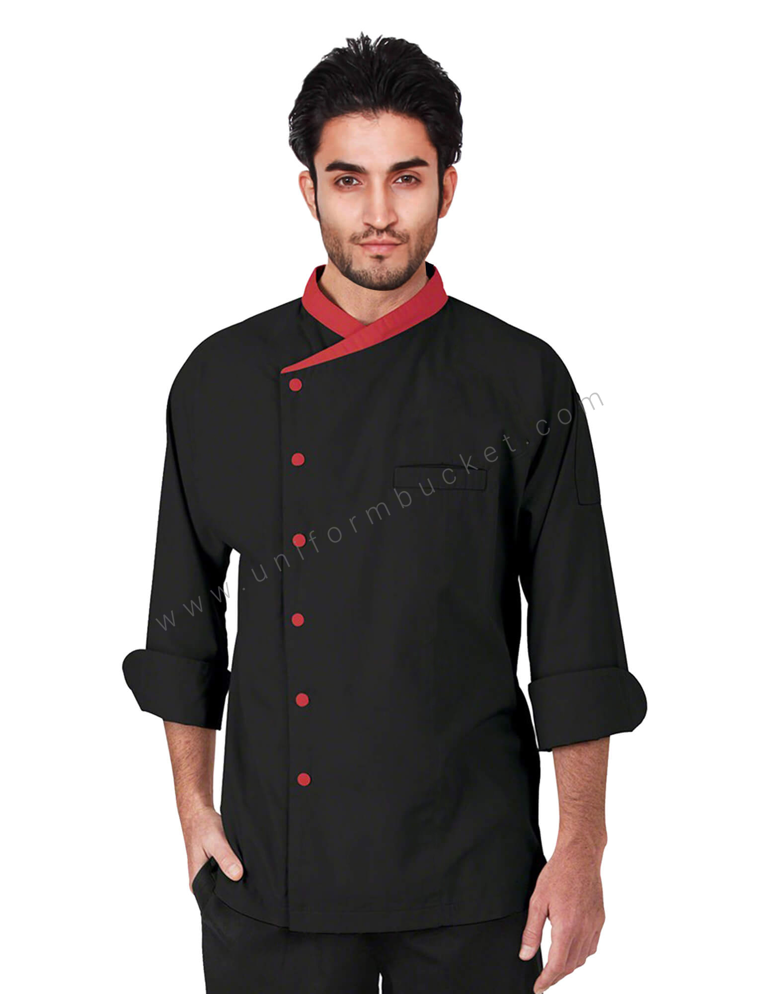 3/4th Sleeve Chef Coat With Red Trims thumbnail 3