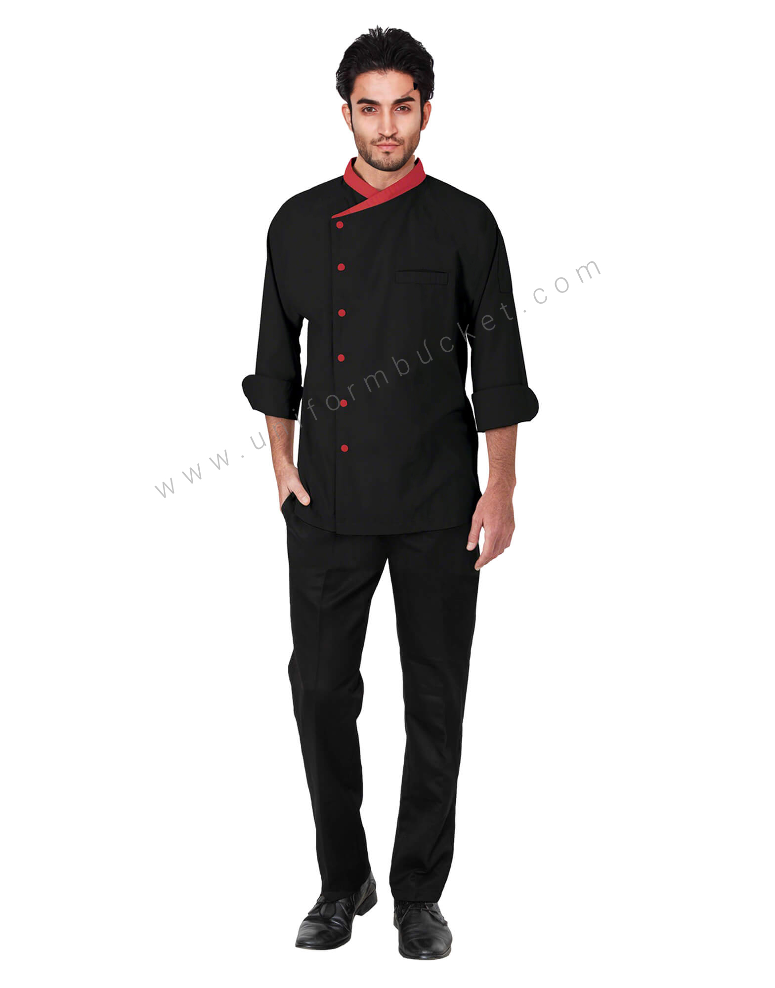 3/4th Sleeve Chef Coat With Red Trims thumbnail 2